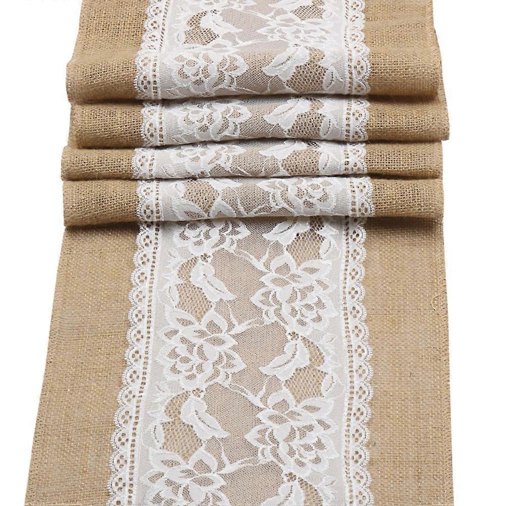 Wedding Table Decoration Jute Cloth Table Flag Protect Table Surface Rectangle Rustic Style 275x30x0.2cm 1Pcs