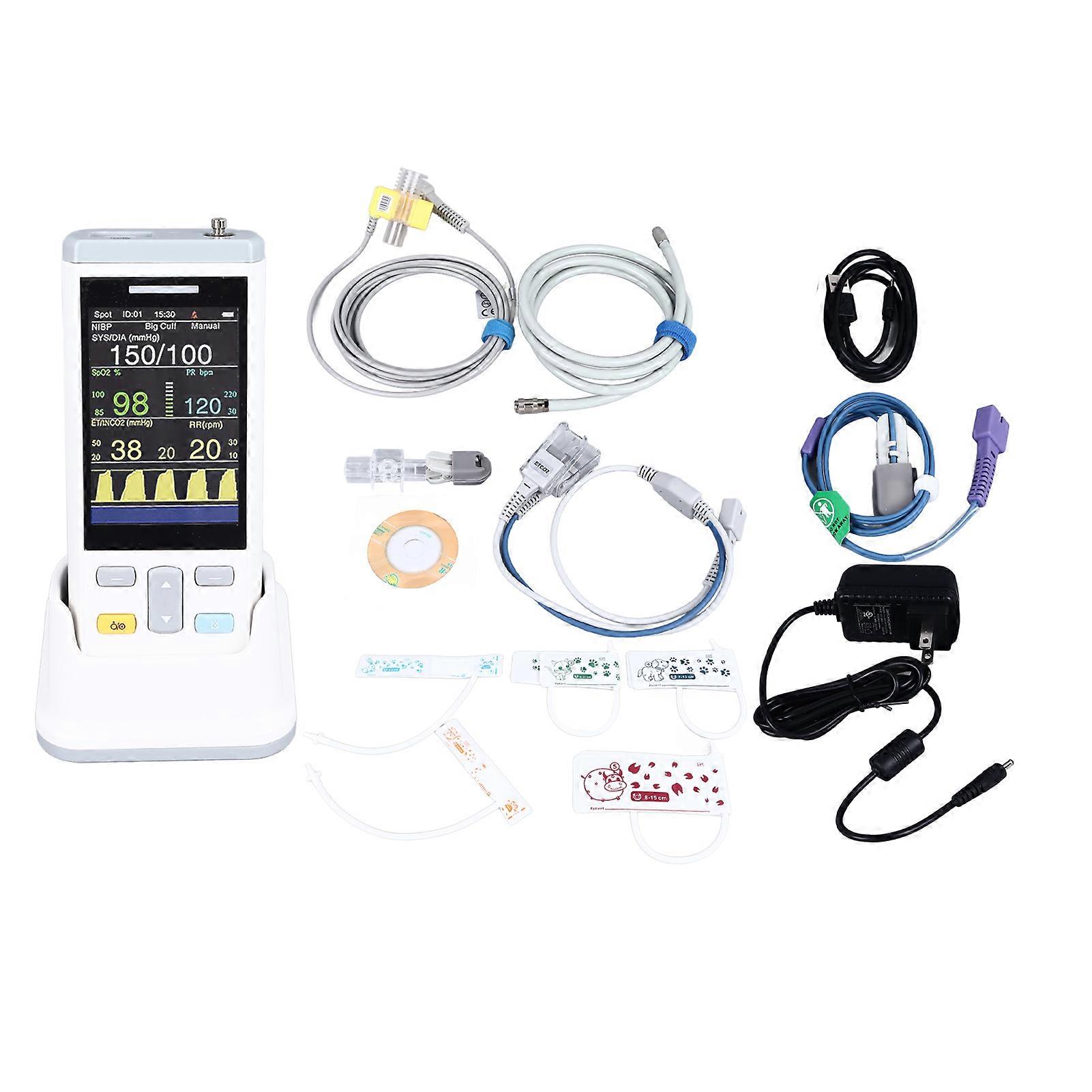 Veterinary Pulse Oximeter High Accuracy Portable Handheld Vital Signs Monitor for Veterinary Pet Equipment 100‑240V US Plug