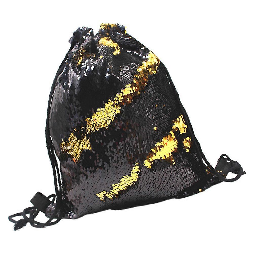 Drawstring Sequin Backpack Polyester Storage Sackpack Reversible Design 1Set