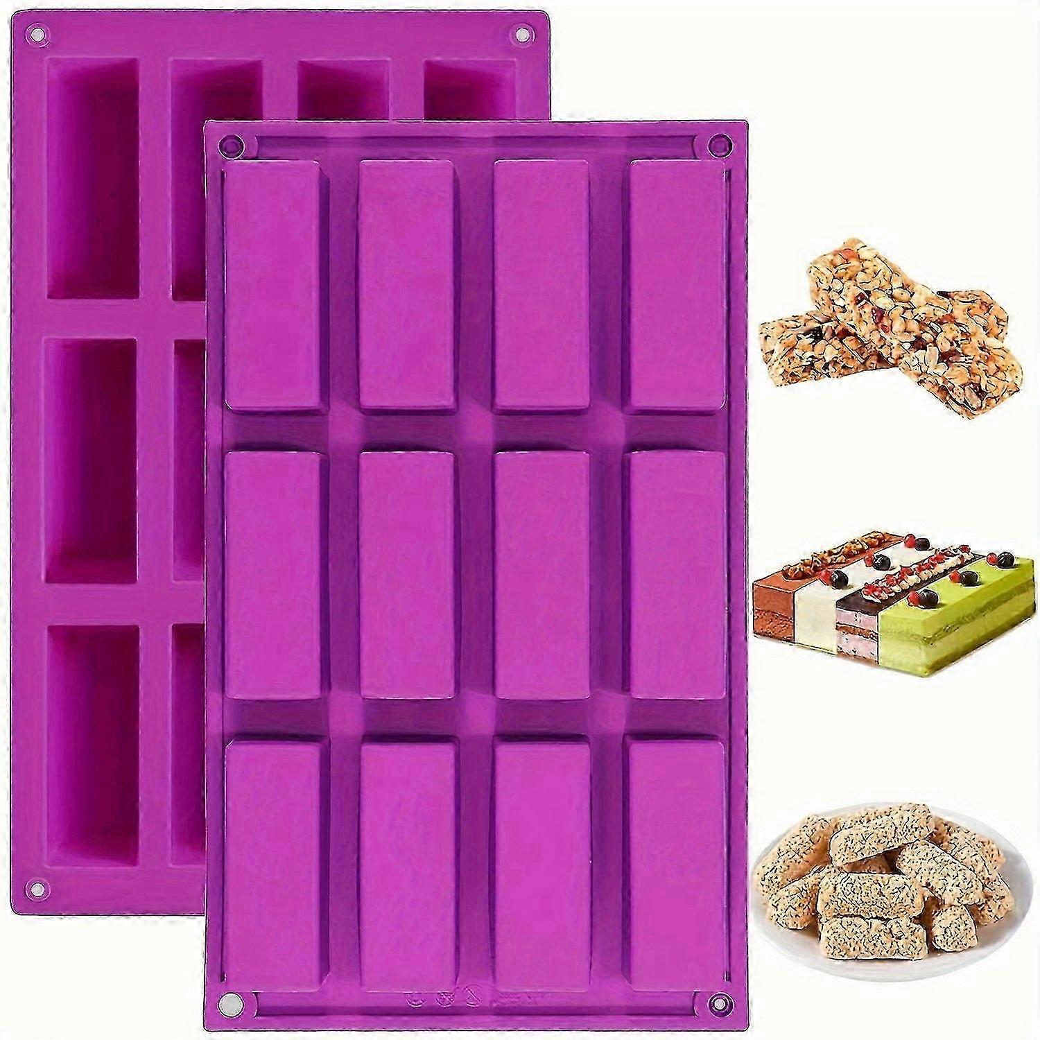 12 Cavity Large Rectangle Granola Bar Mold, Silicone Molds for Nutrition Cereal Bars