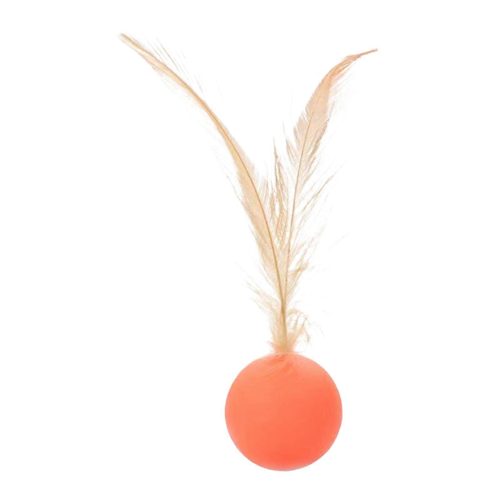 Cat Ball Toy, Interactive Sensory Feather Ball for Indoor Play, Training & Hunting, Orange Color, Engaging Self-Play for Cats