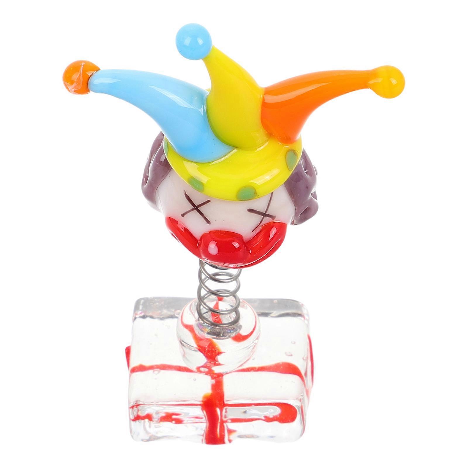 Hand Blown Colorful Glazed Mini Clown Figurines, Unique Ancient Glass Art Decorative Ornaments for Home Office Christmas