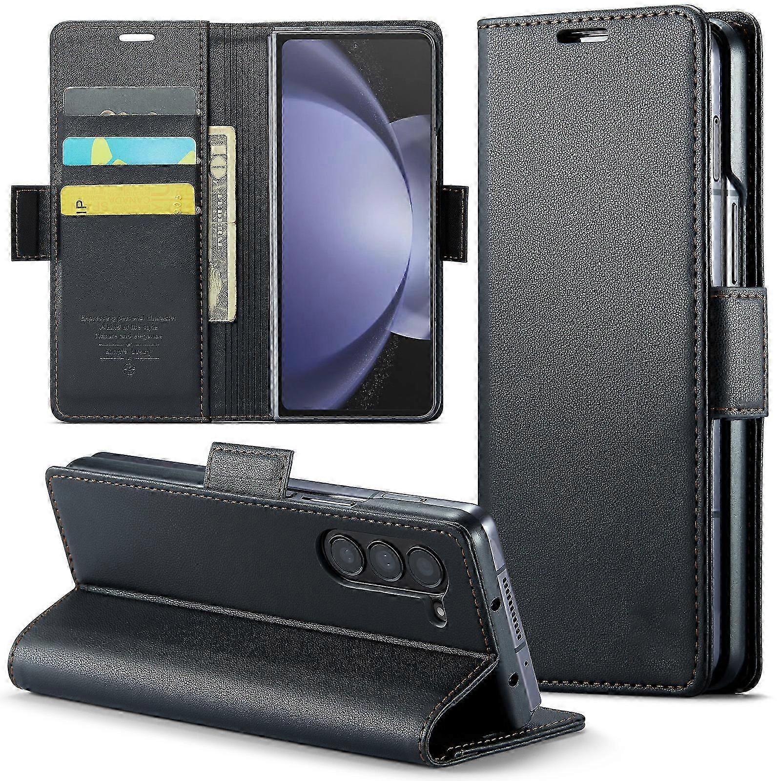 RFID Engelleme Kart Tutuculu Samsung Galaxy S24 Cüzdan Kılıfı, Kickstand Flip Folio Deri Telefon Kılıfı Cüzdanı ile uyumlu