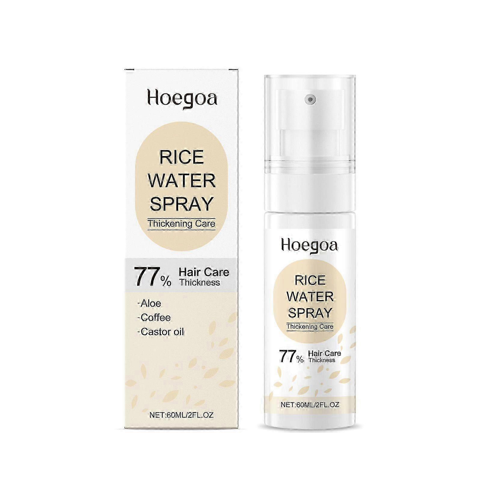 Spray de Água de Arroz para Cabelos com Cafeína Biotina Óleo de Rícino - Sérum Capilar para Cabelos Mais Grossos e Cheios, Cuidados com os Cabelos para Mulheres e Homens 60ml