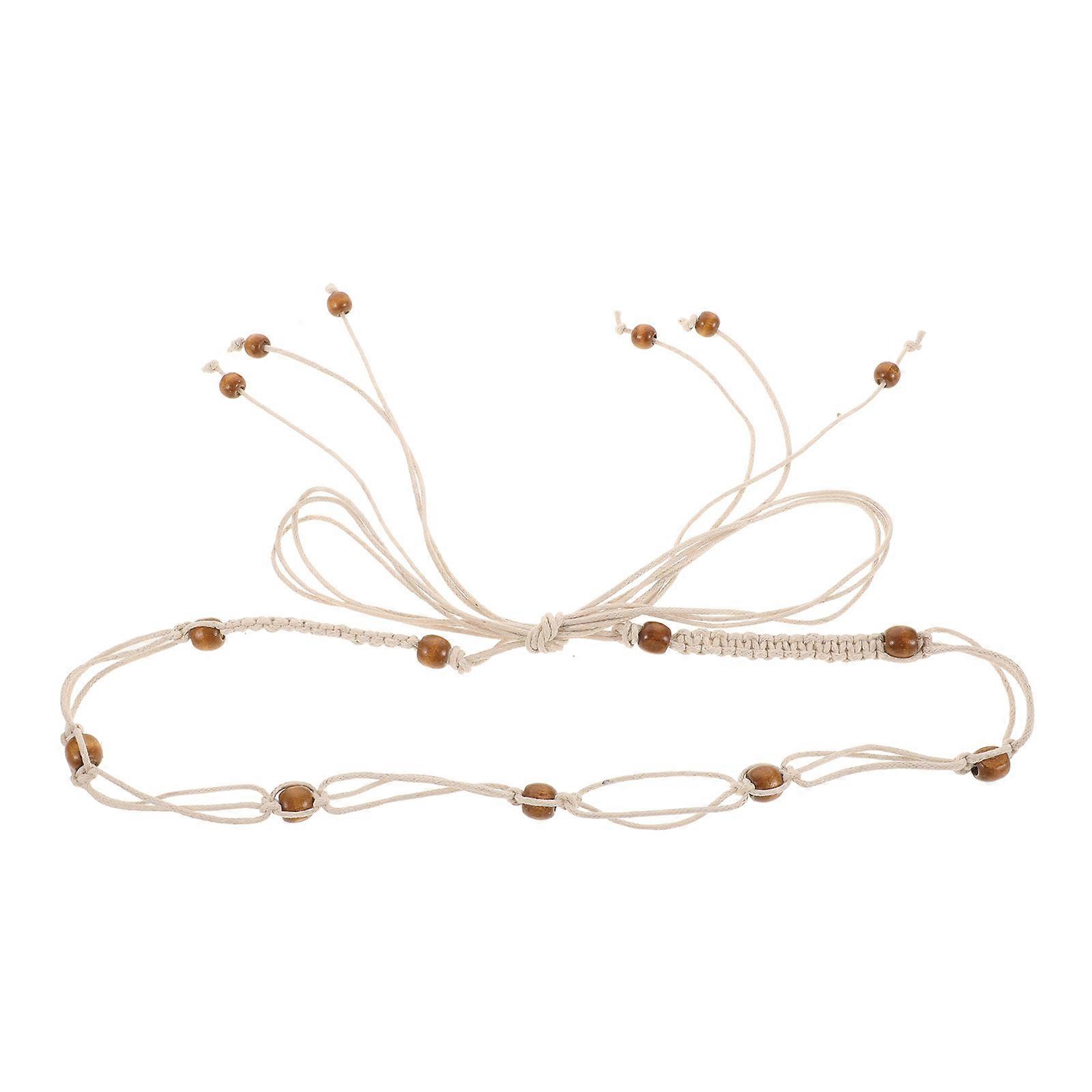 Fringe Belt Waist Chain Casual Adjustable Length Wood Woven Daily Wear 1Set