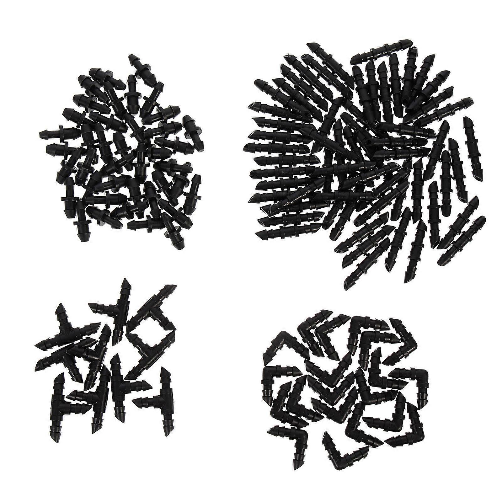 Drip Irrigation Components 130Pcs Black Plastic Connectors For Gardening Watering Systems