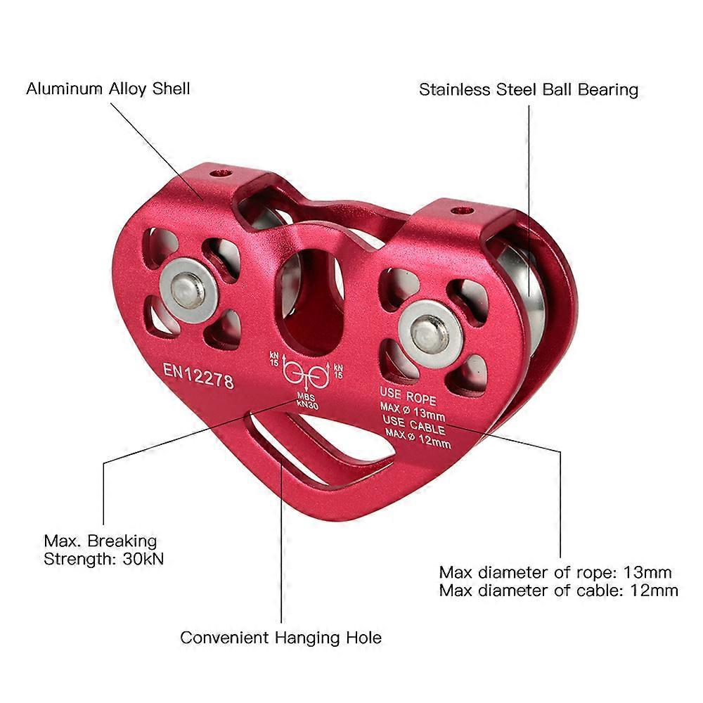 Lixada 30kN Cable Trolley Dual Pulley with 25kN Srew Locking Carainber For Climbing Caving Aloft Work Rescue