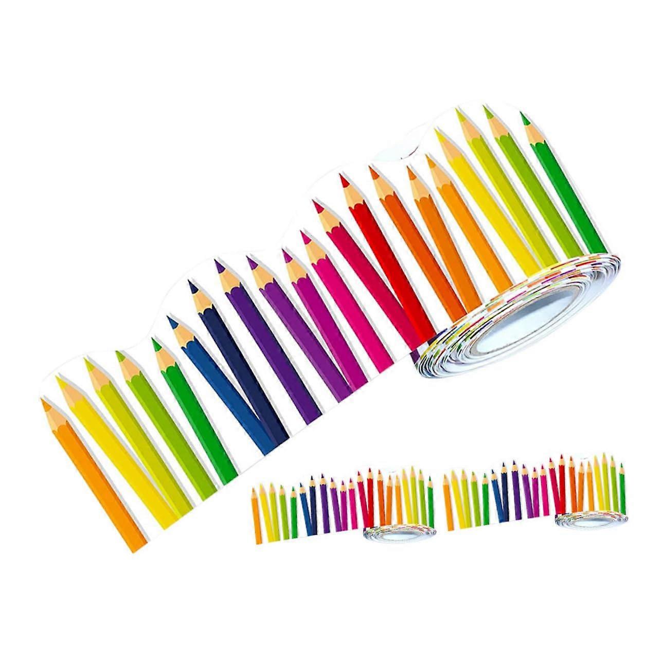 Pencil Border Rolls - 3 Self-Adhesive Border Paper for Bulletin Boards Chalkboards Door Decor Classrooms Playrooms