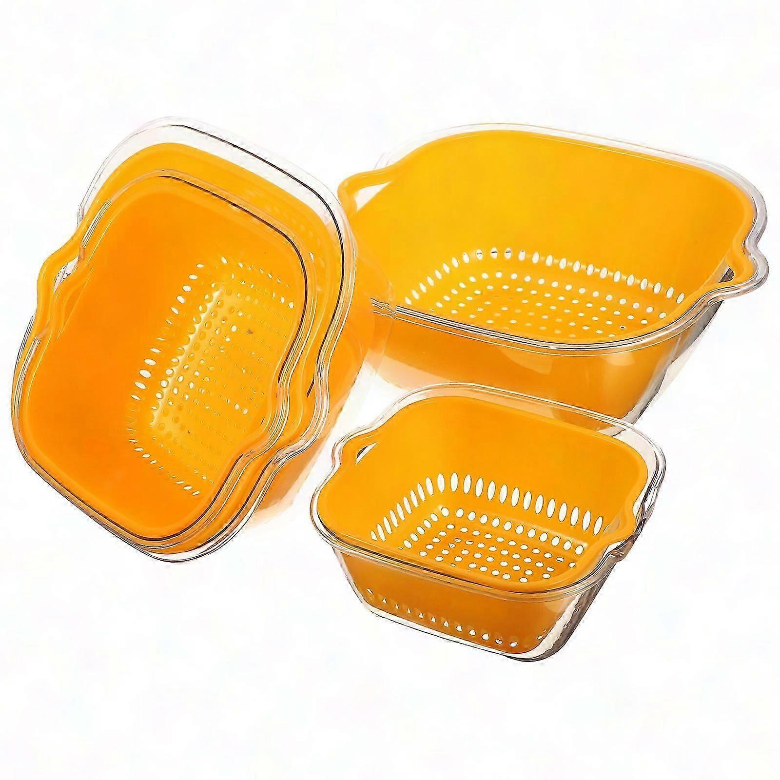 4pcs Double Layer Plastic Colander Bowl