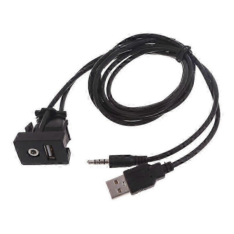 USB & 3.5mm AUX Flush Mount Cable Extension - Dashboard Panel Mount for Easy Access in Vehicles & Audio Systems
