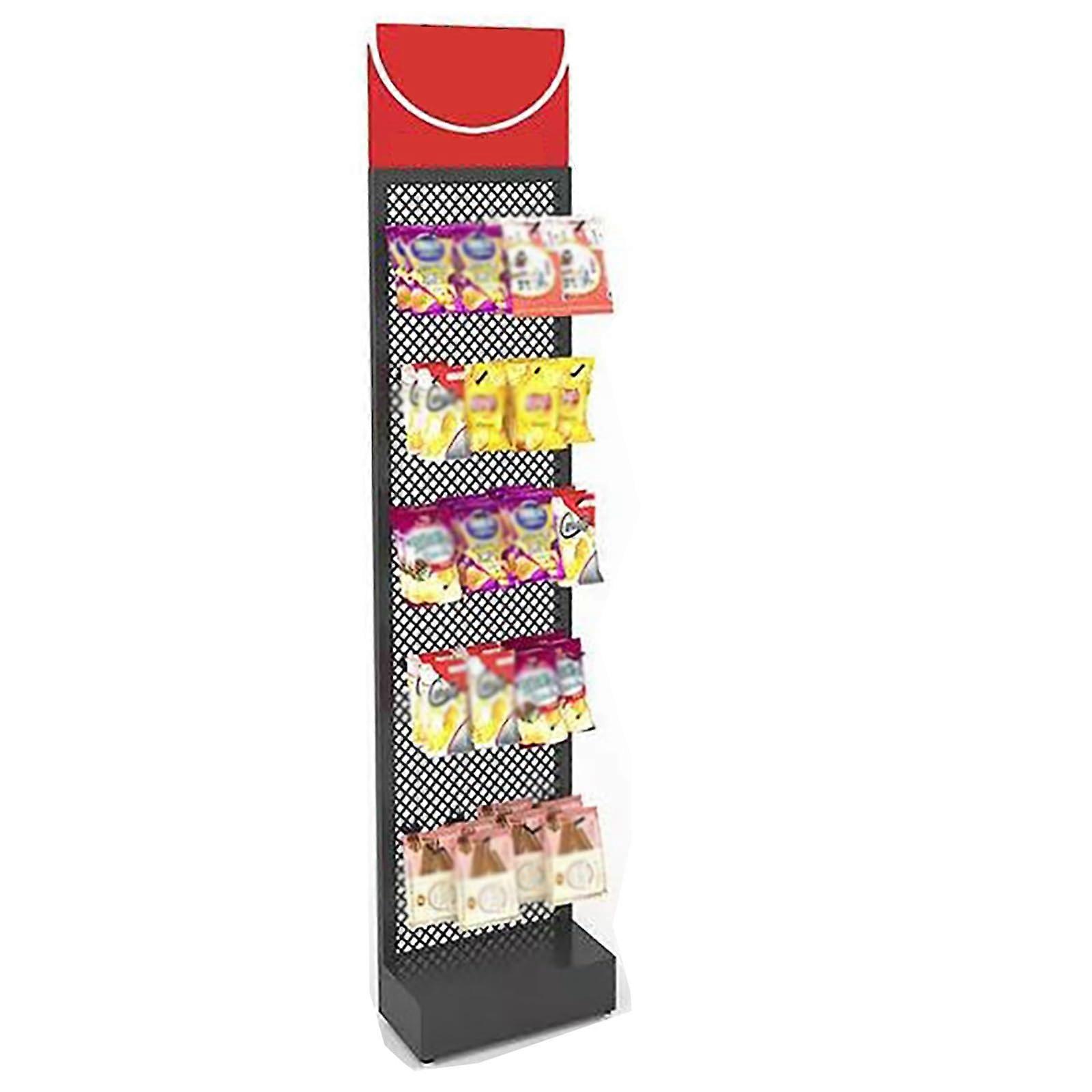 Metal shelf stands for store display, 5tier retail rack, snack organizer, black