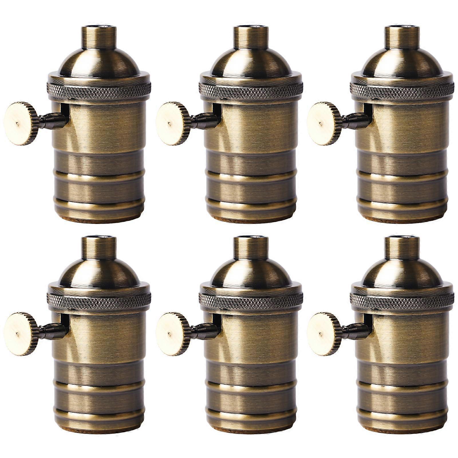 Pendant Lamp Holder: 220V E27 Bronze with Rotary Switch, LED Bulb, Retro Decoration