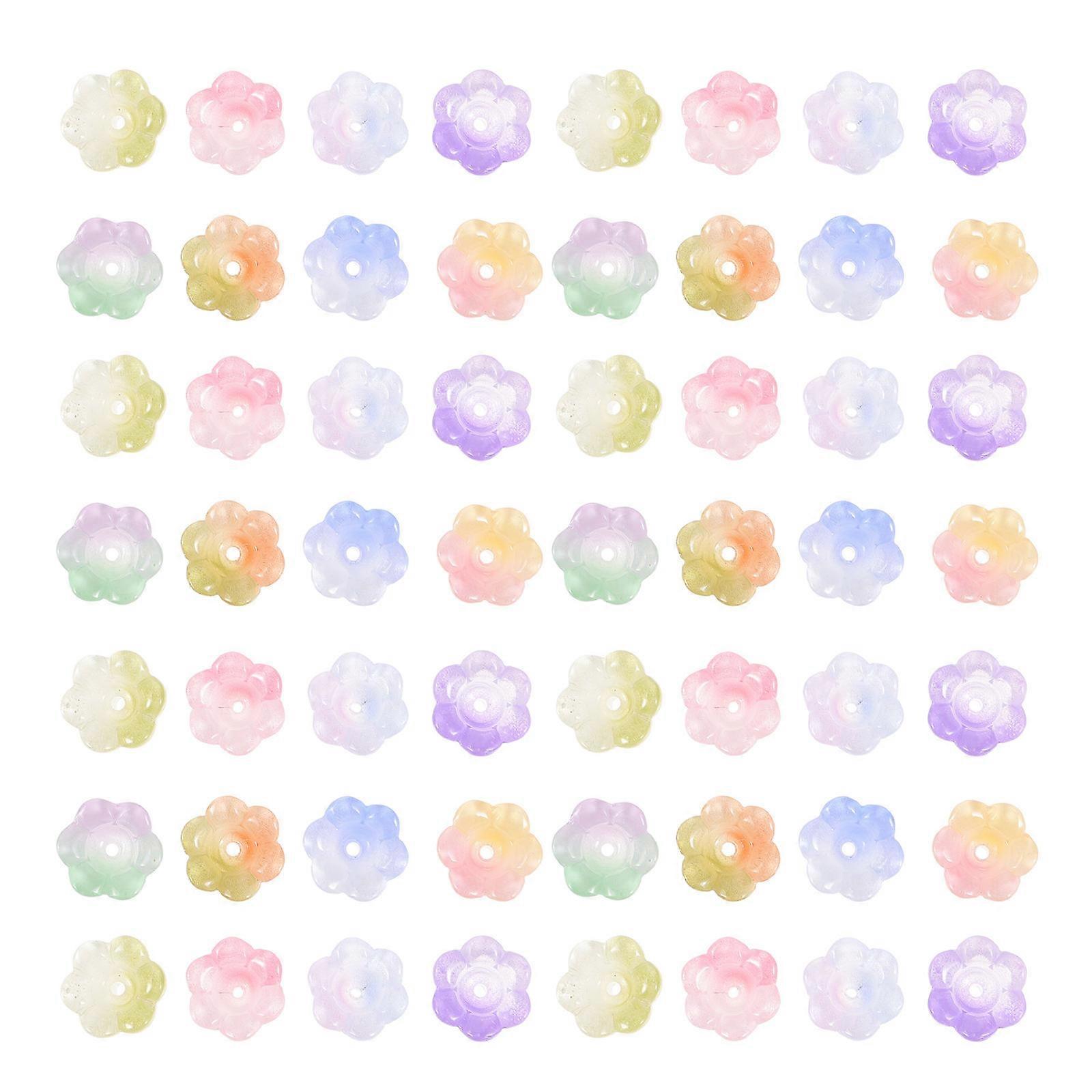100pcs Mixed Flower Beads for Jewelry Making, DIY Bracelets & Necklaces, Smooth Surface Craft Supplies for Creative Projects & Decorations