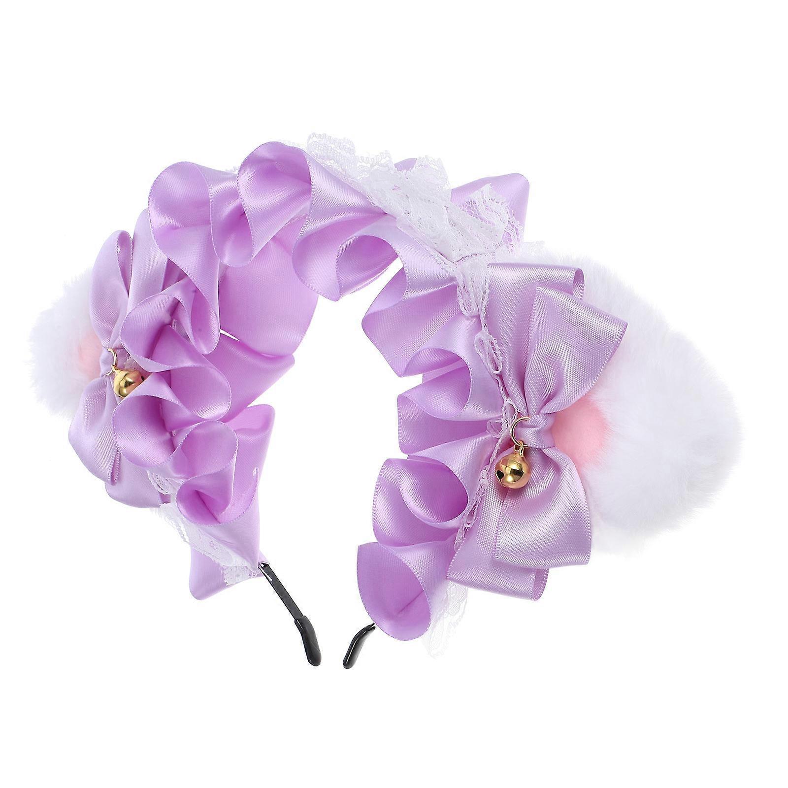 Cat Ears Headband Party Headdress Kids Cosplay Events Violet Color Lightweight Portable 1Set