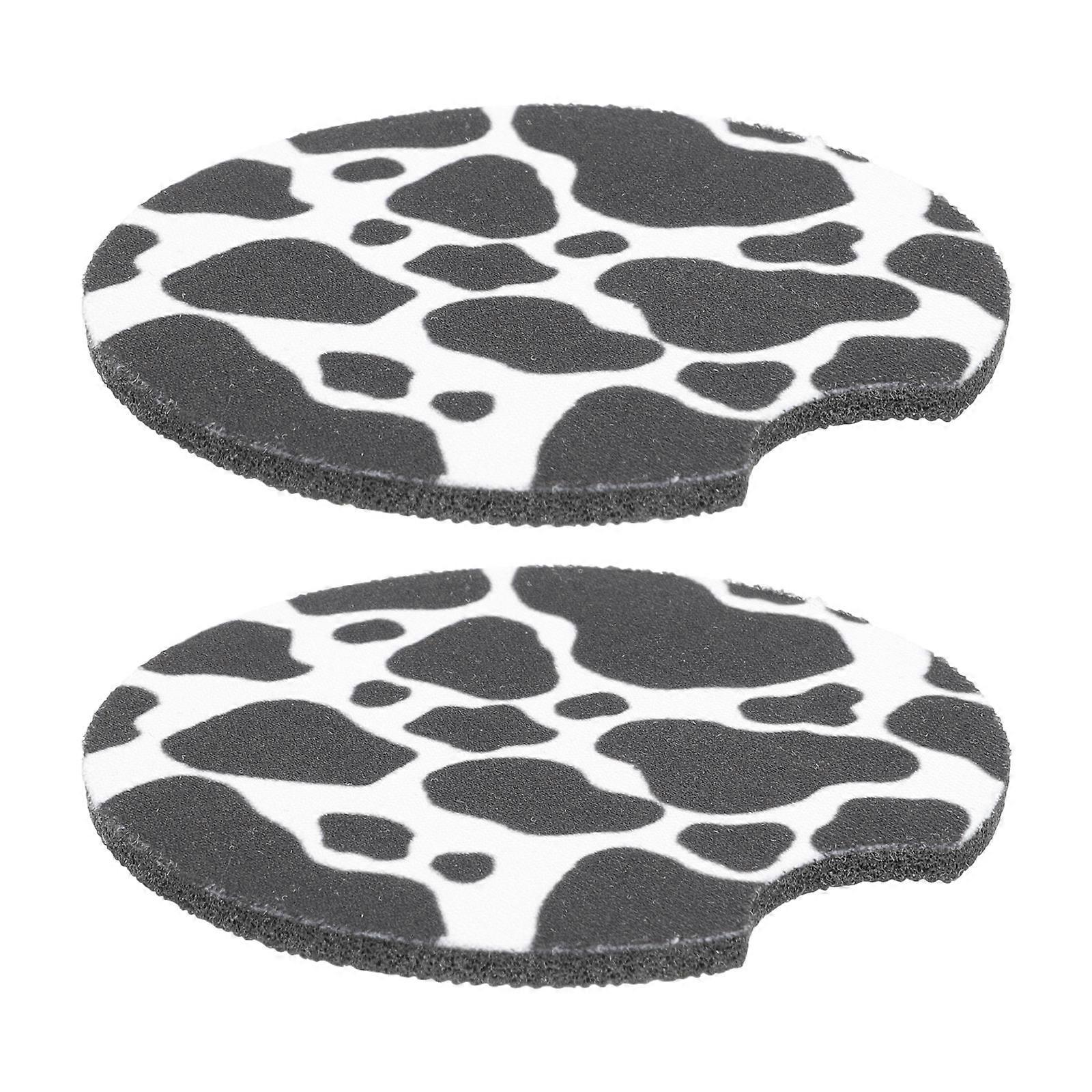 Car Cup Holder Coaster for Car Use 4Pcs White Cow Pattern Rubber Coasters