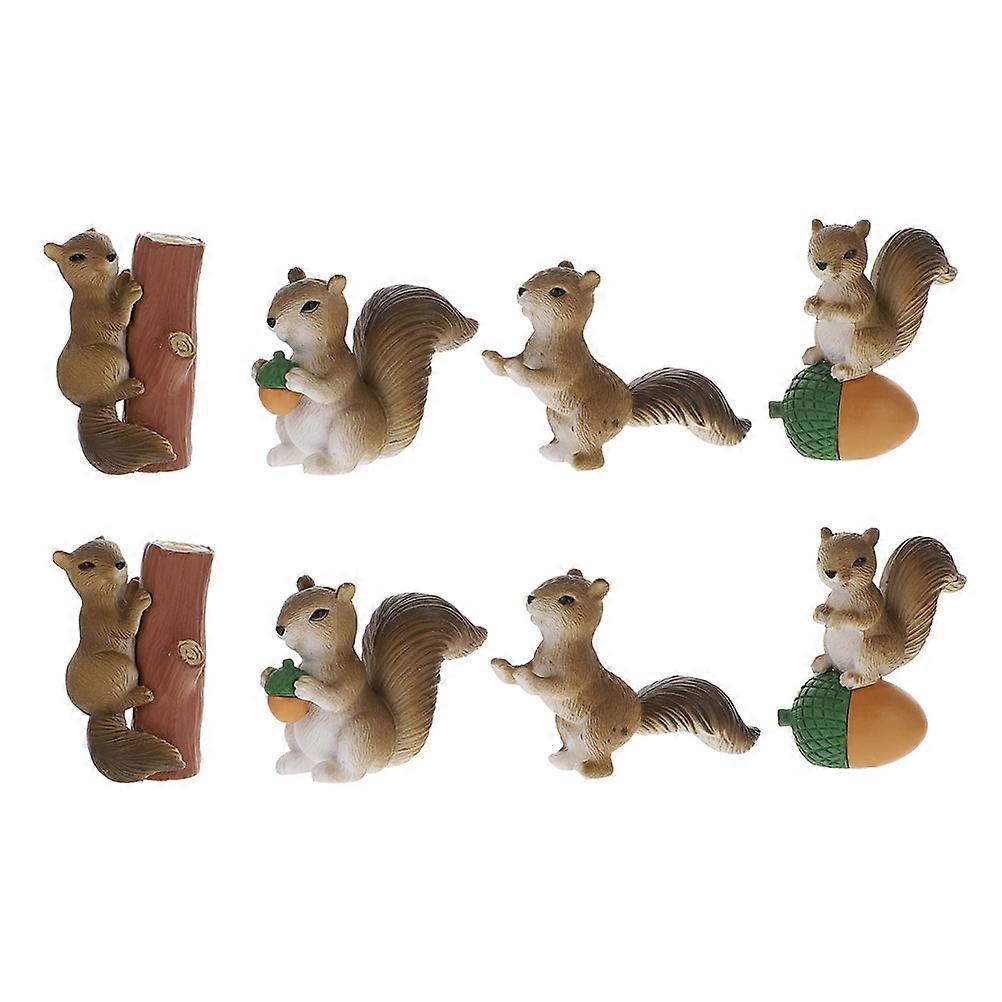 Miniature Squirrel Statue Lifelike Squirrel Shape Miniature Garden Adornment 8Pcs