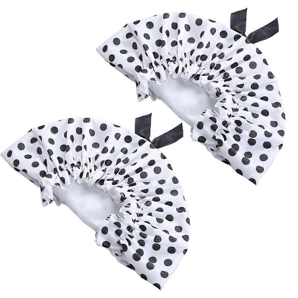Polka Dot Waterproof Bath Hats for Bathing Use 2Pcs PVC Material
