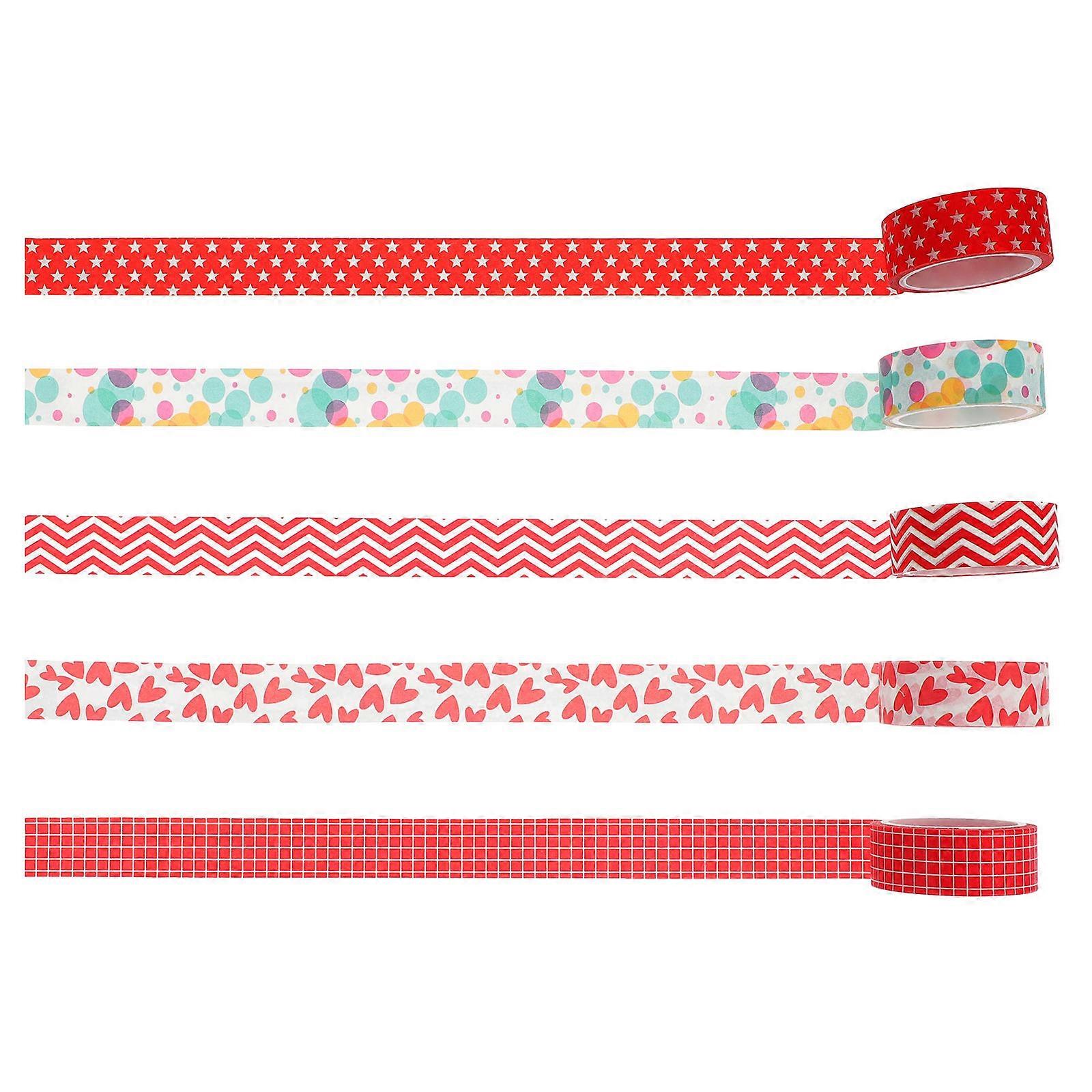 Decorative Washi Tape Hand Account Tapes Stationery Red Heart 0.01x15x500cm DIY Scrapbook Decoration 10 Rolls