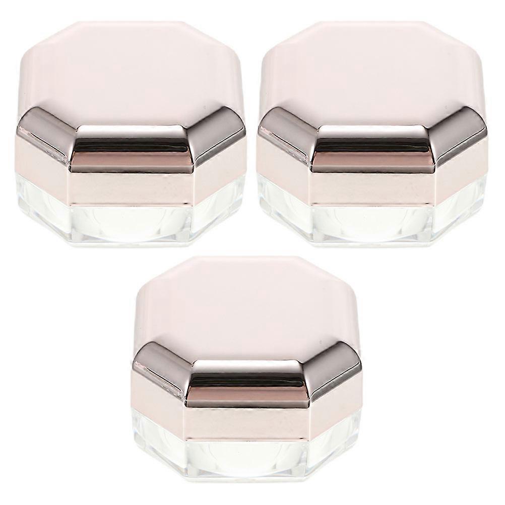 Golden Octagonal Shape Loose Powder Boxes for Makeup Easy to Refill and Reuse Portable Containers 3pcs