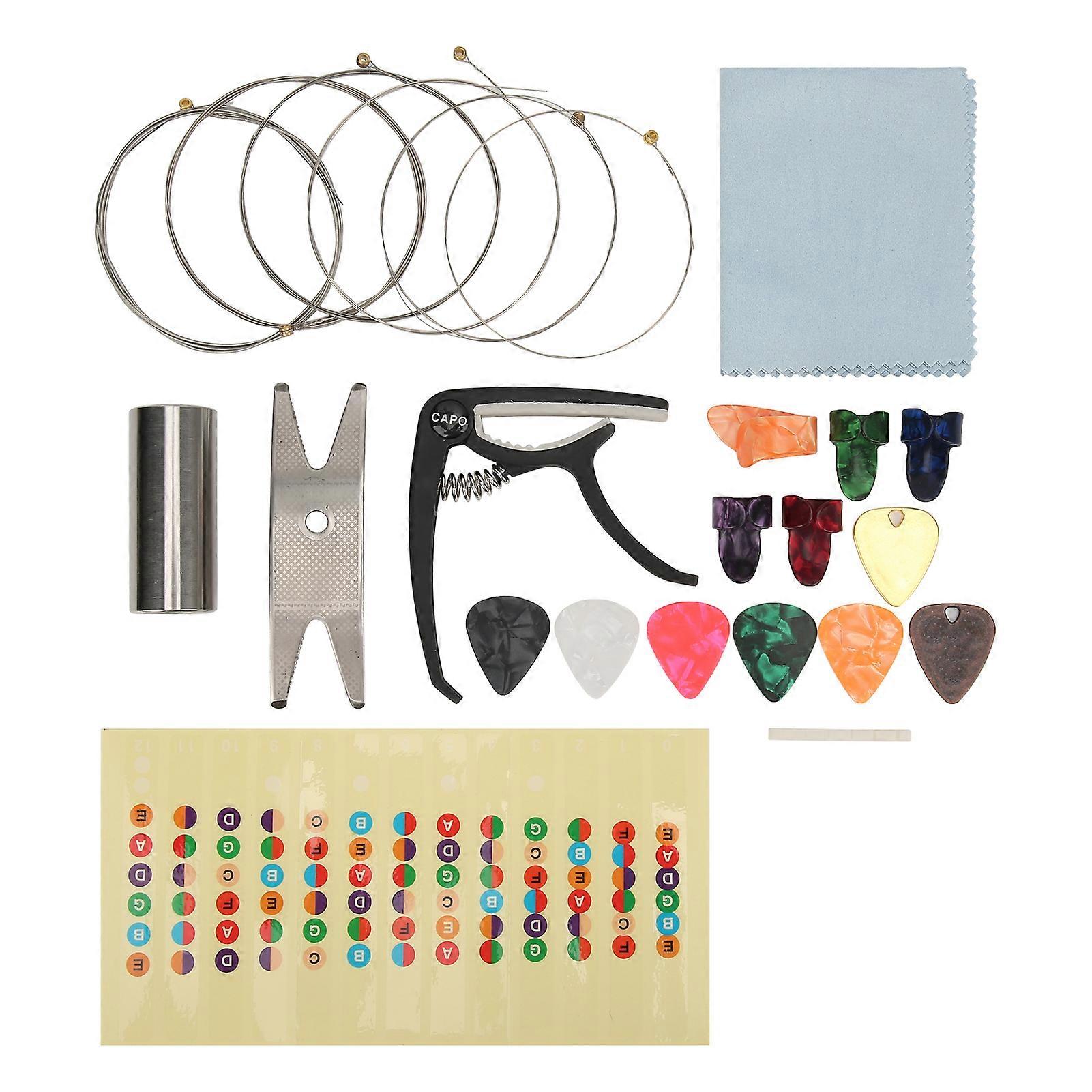 Electric Guitar Accessory Kit Replacement Pack with Tuner Capo String Wrench Scale Sticker