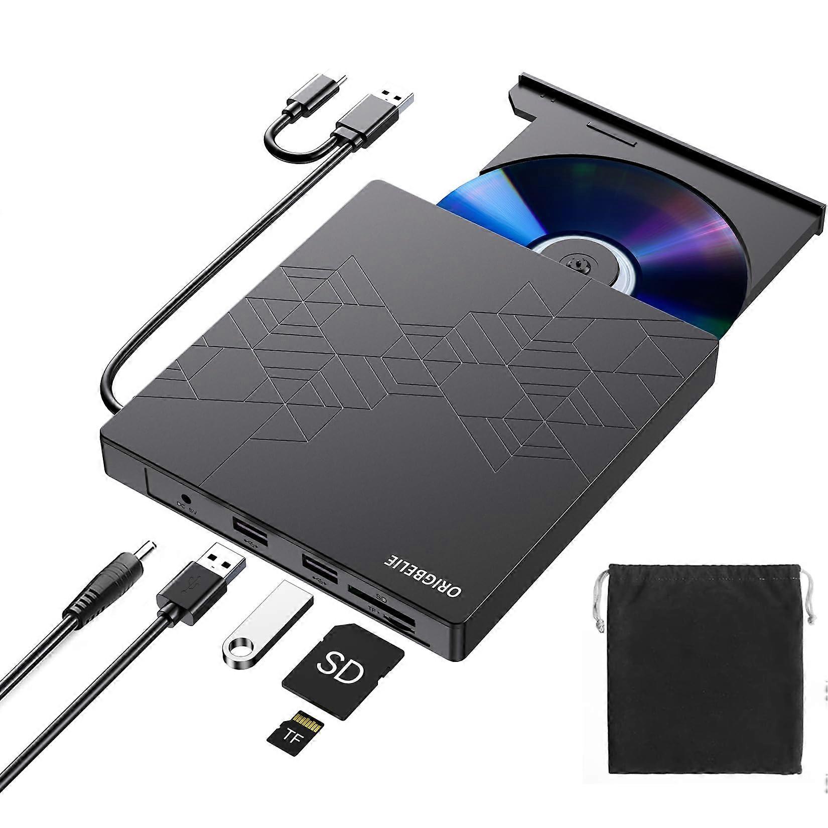6 in 1 External CD DVD Drive USB 3.0 Type C DVD Burner Compatible with Mac Windows Linux - CD/DVD ROM +/-RW Drive