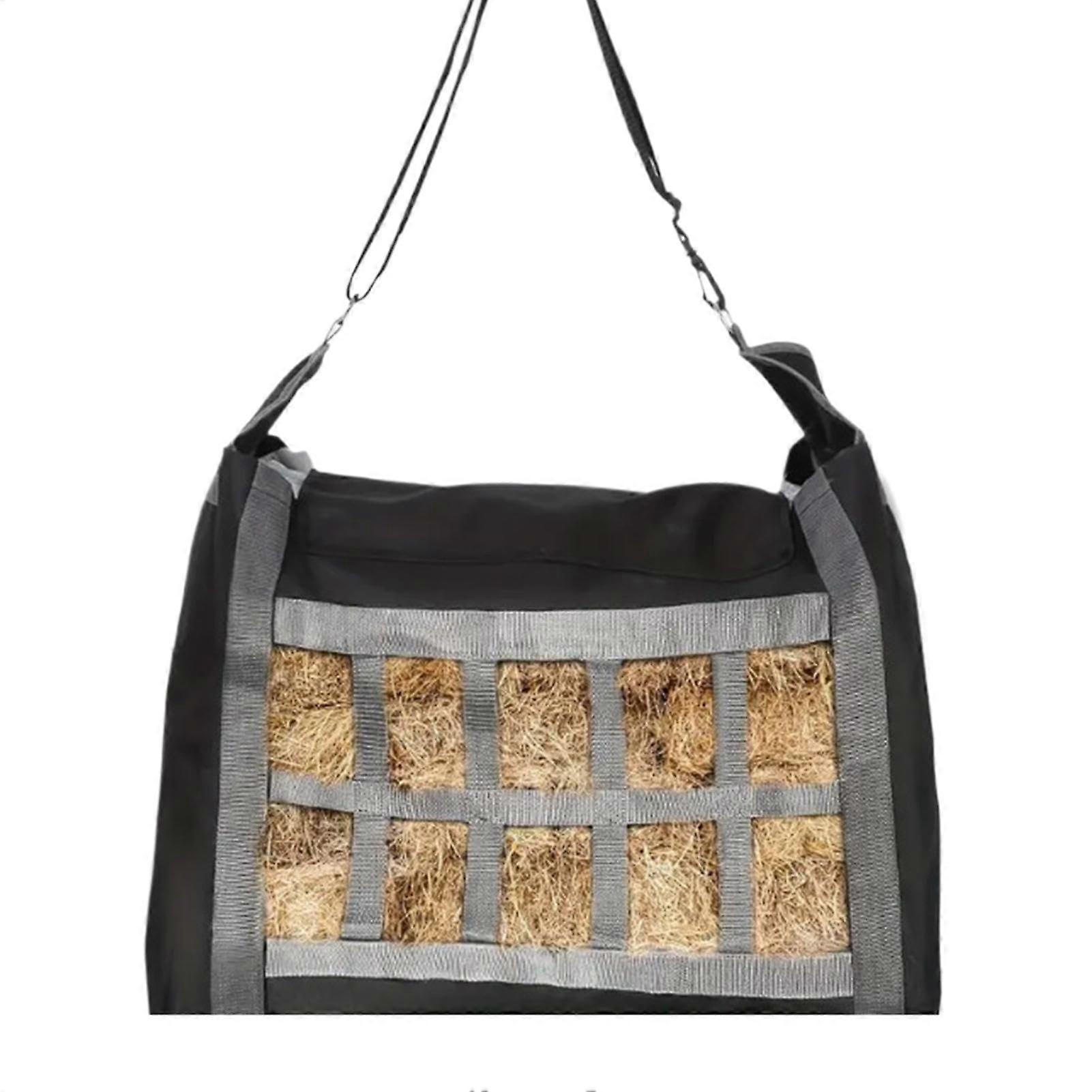 Horse Feed Bag, HeavyDuty Hanging Feeder, Waterproof Slow Feed Hay Net, Oxford Fabric Container, 58 x 40 x 30 cm