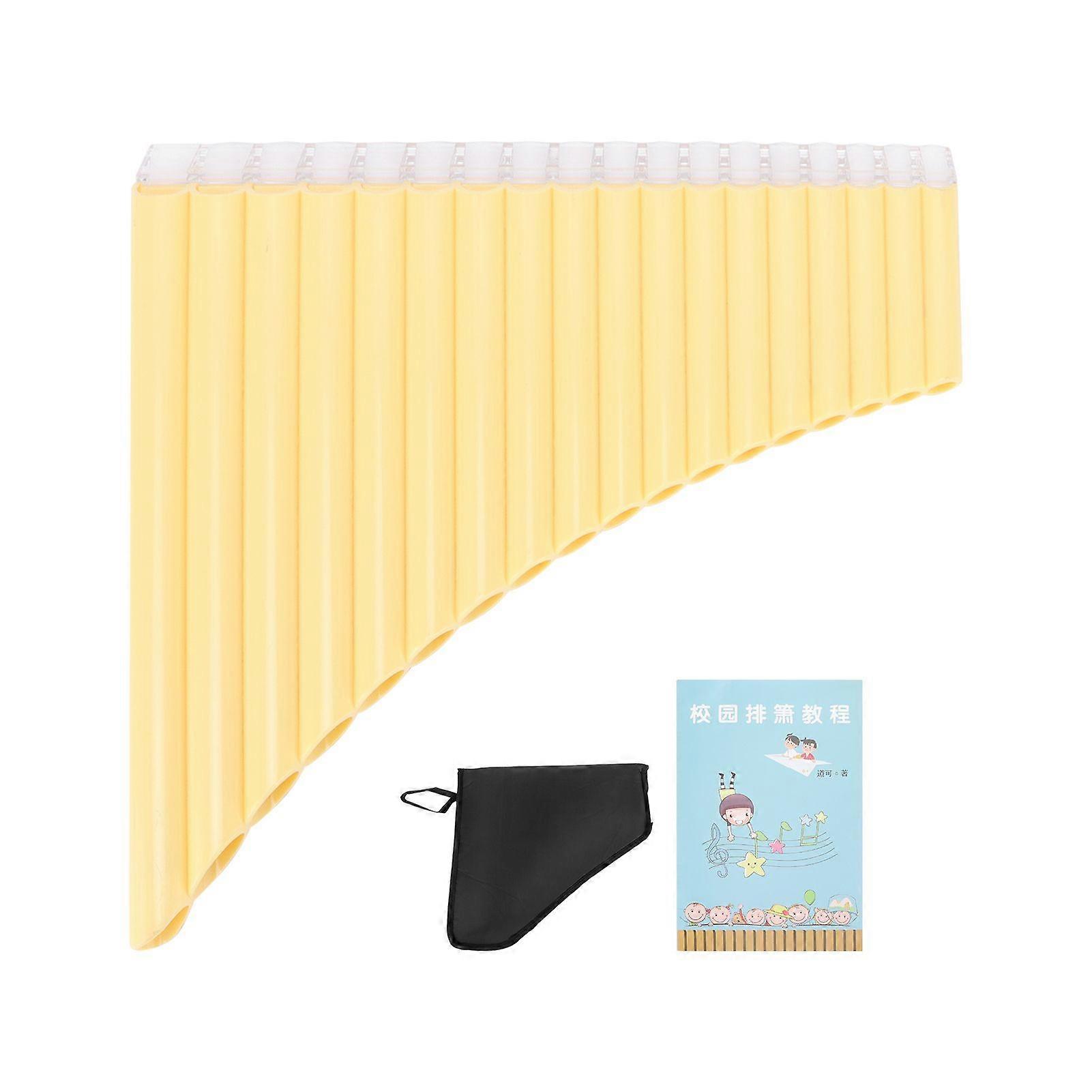 Pan Flute C Key with Cardboard Carrying Bag for Children Adults Beginners Teaching Staff Yellow 18 Pipes