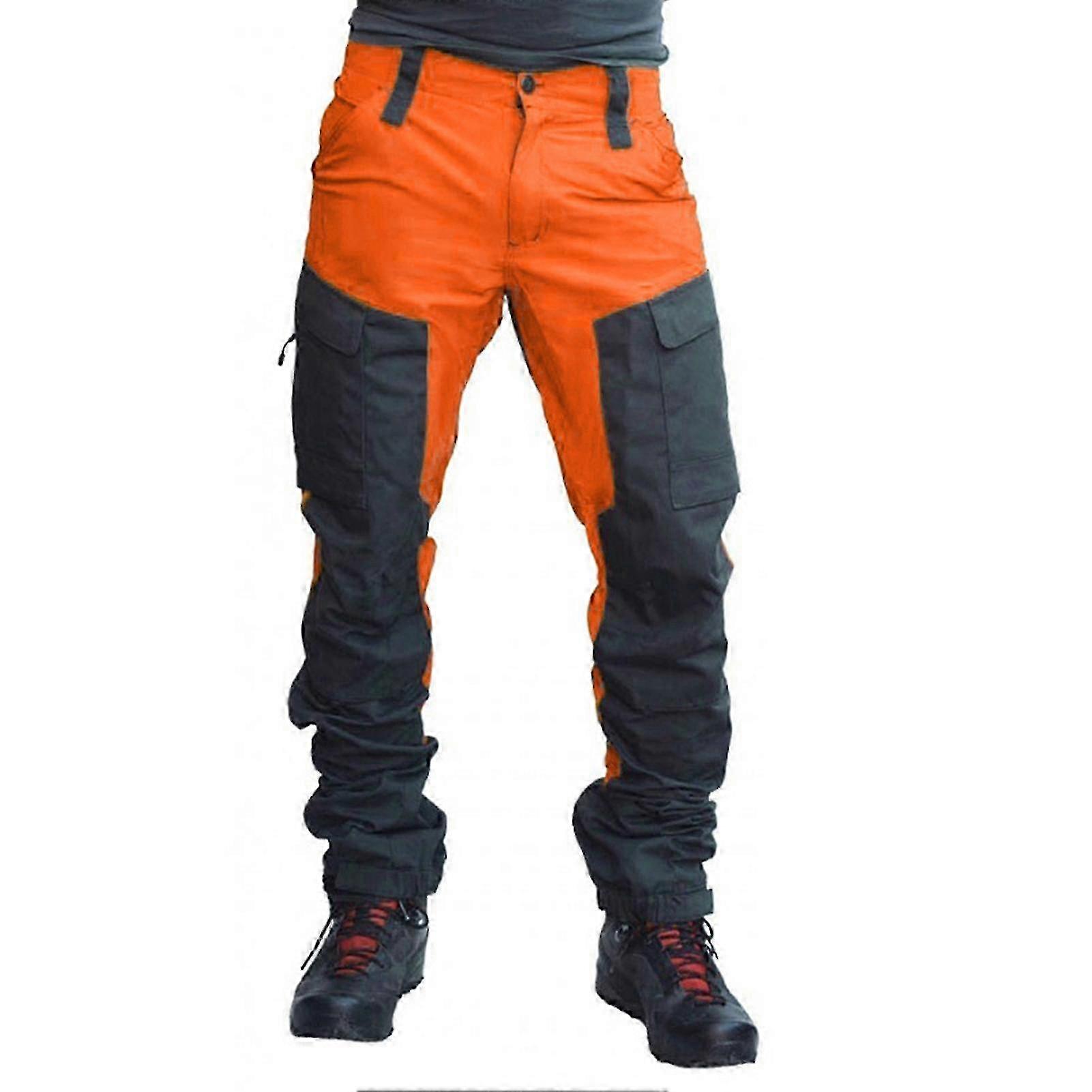 Long cargo trousers for men in color block design
