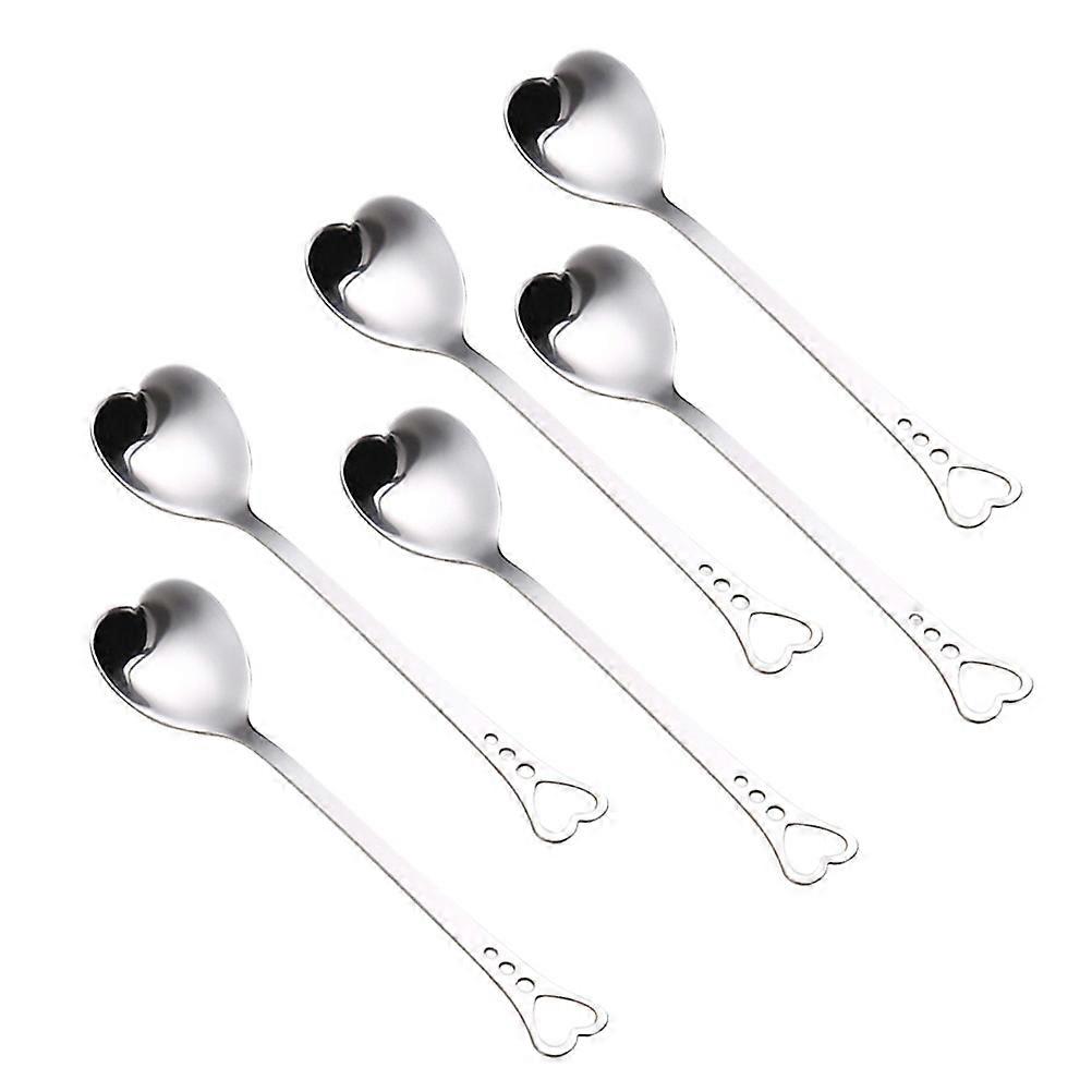 Stainless Steel Heart Shaped Spoons for Kitchen Use Silver Color and Anti Rust 6 Pieces