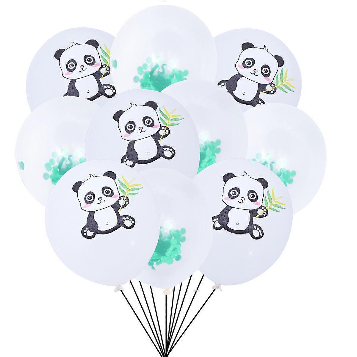 Panda Printed Latex Balloons for Decoration 10 Pieces White Sequins Balloon Kits 12 inch