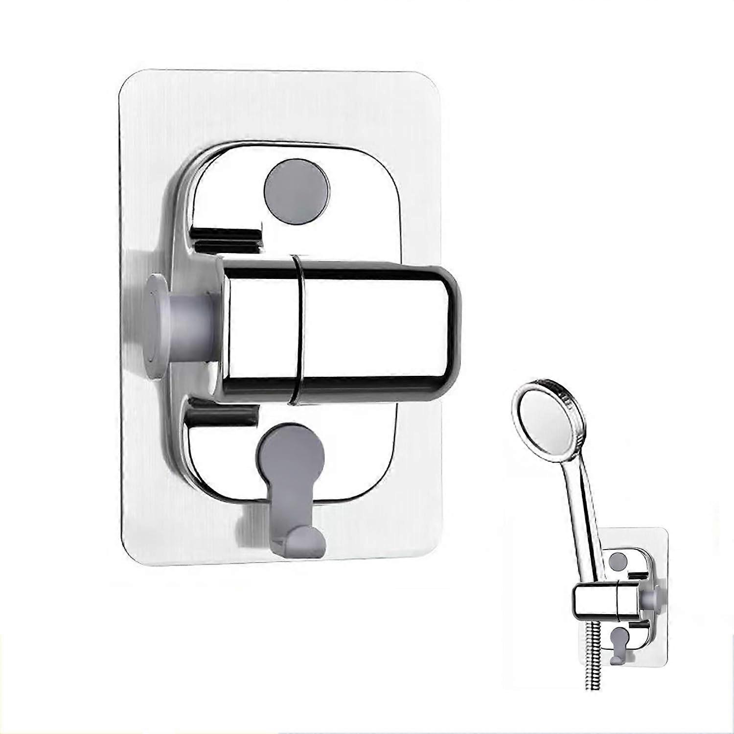 Shower Head Holder No Drilling Adhesive Wall Mounted Universal Hand Shower Holder Adjustable Silver