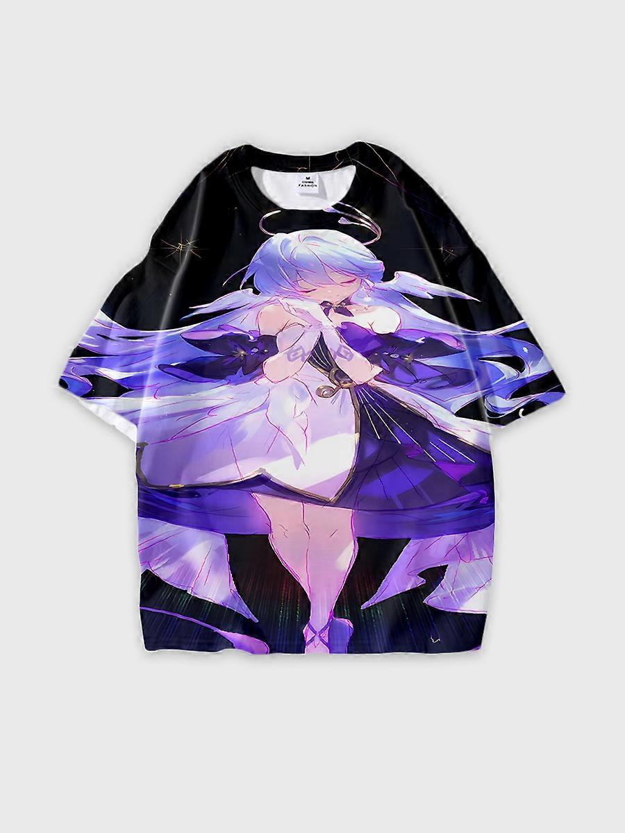 T-shirt round neck Role Pattern loose short sleeve D934