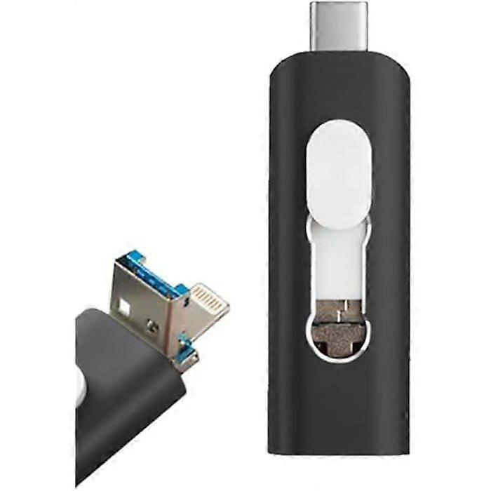 128 GB USB Flash Drive - COOL - 3 in 1 - Lightning/Type C/Micro-USB - Black - Silicone