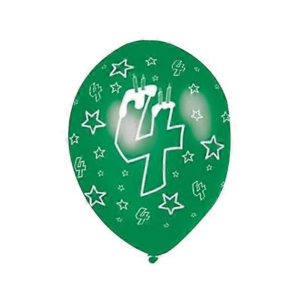 Amscan Latex 4th Birthday Party Balloons (6-pack) One Size Green/White