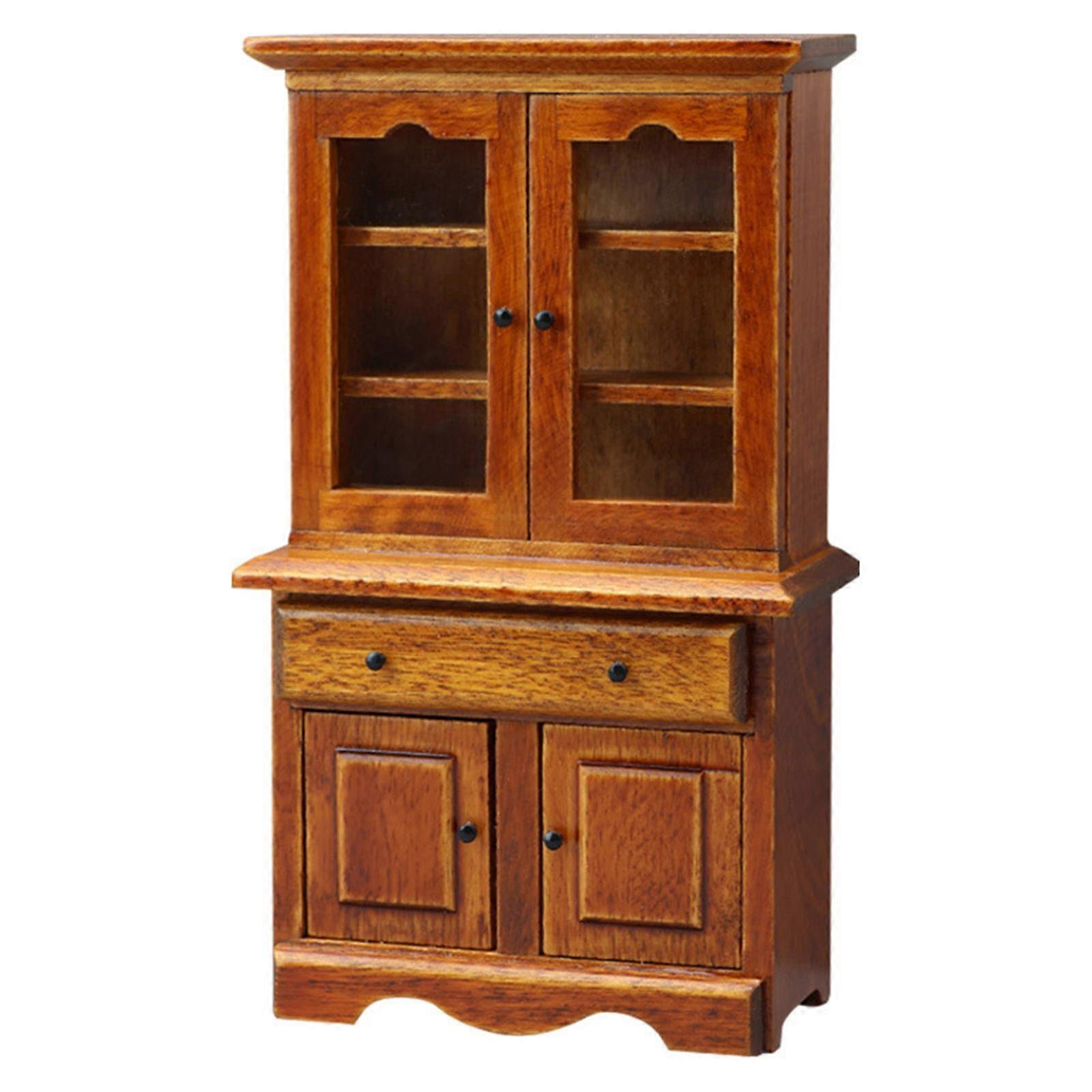 1/12 Scale Miniature Display Cabinet Model Figurine Vertical Bookcase for Dollhouses Decoration Scene Display Accessory Multicolor