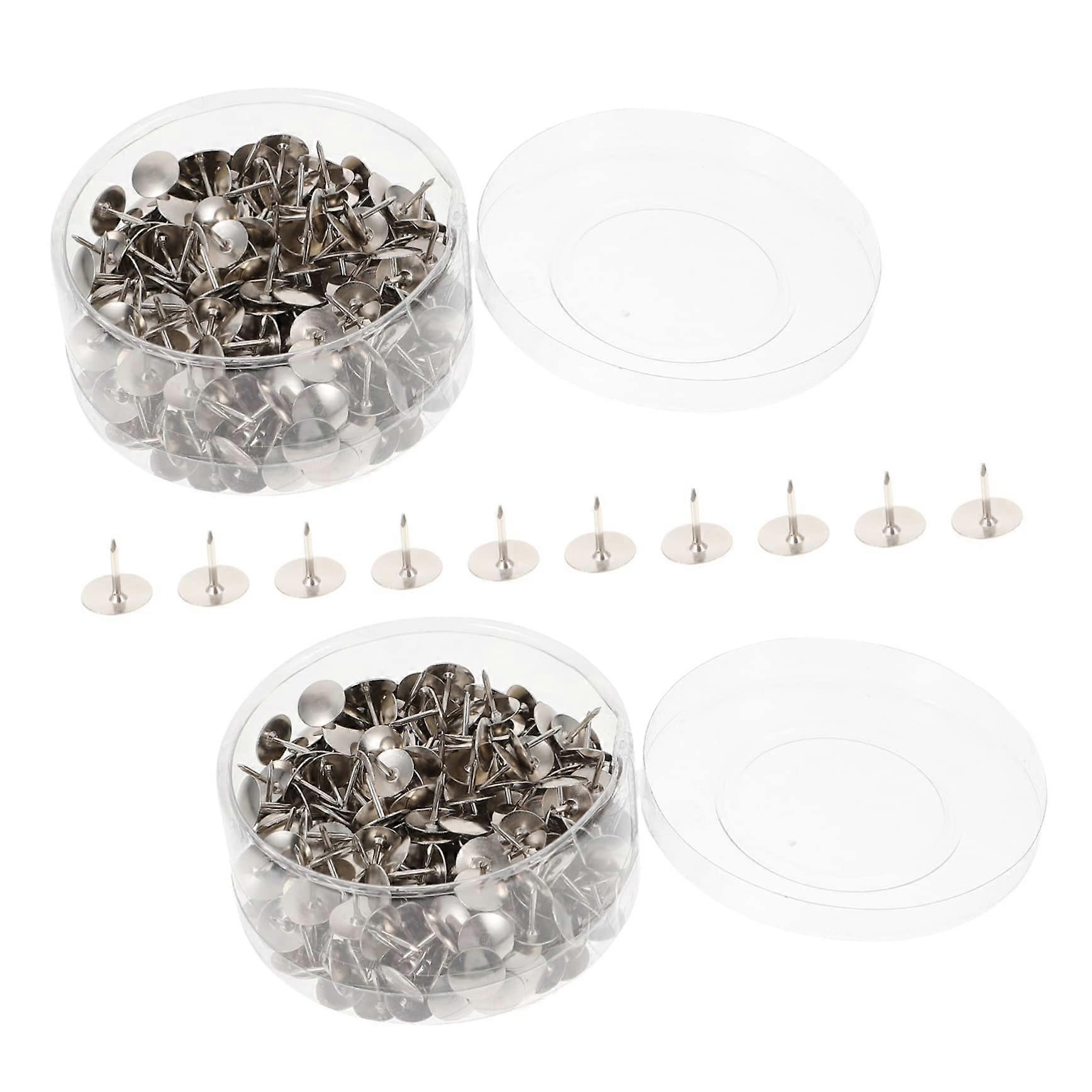 Large Volume Iron Push Pins for Marking Map Locations and Office Spaces - 2 Pack Flat Design