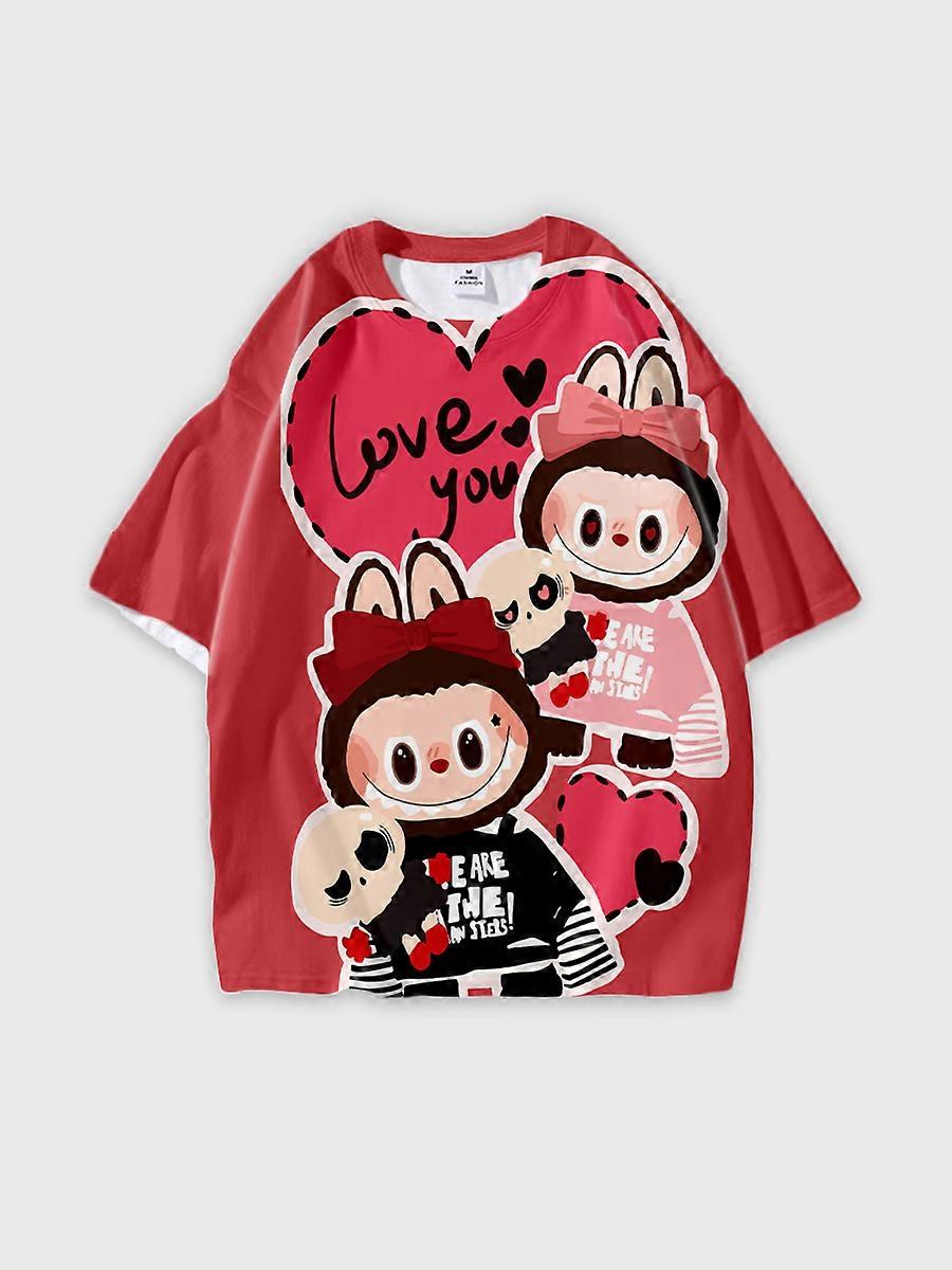 T-shirt round neck Pattern loose short sleeve P2164