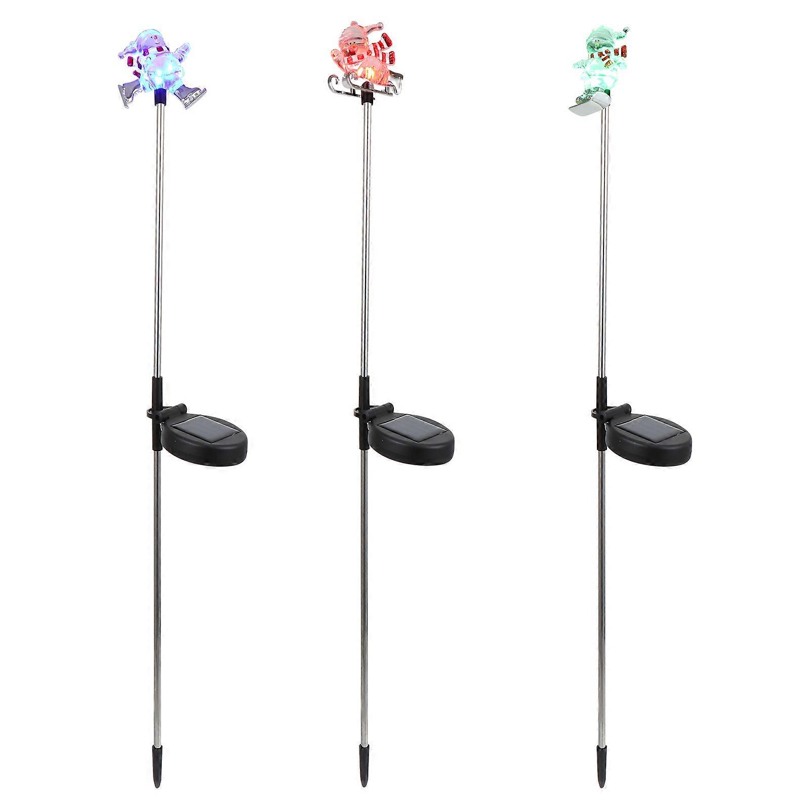 Waterproof Solar Snowman Outdoor Lighting For Garden Use With Snowman Shape 3Pcs