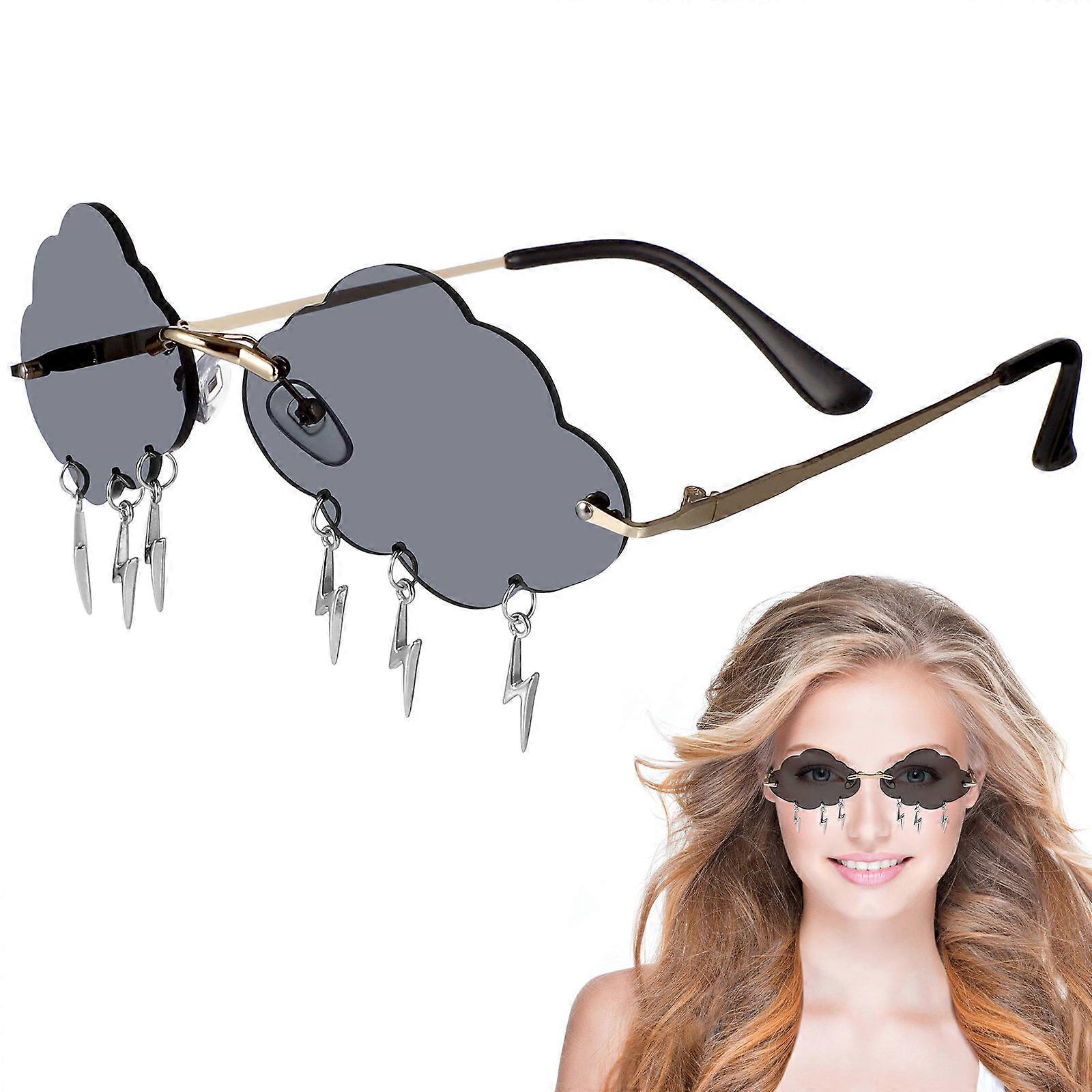 CloudShaped Sunglasses with Metal Frame and AC Lens for Party Photo Props Grey One Size Fits All