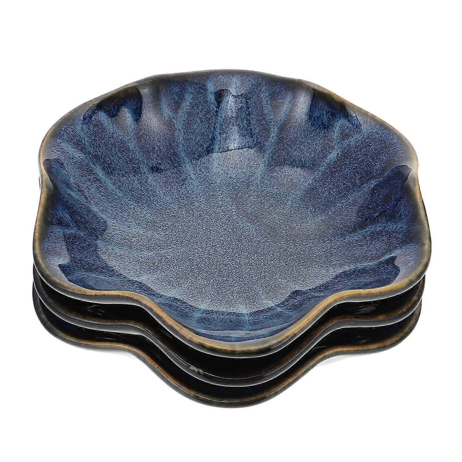 Here's a polished and professional product description based on your input:
**3pcs Blue Creative Ceramic Sauce Plates – Stylish Seasoning Dishes