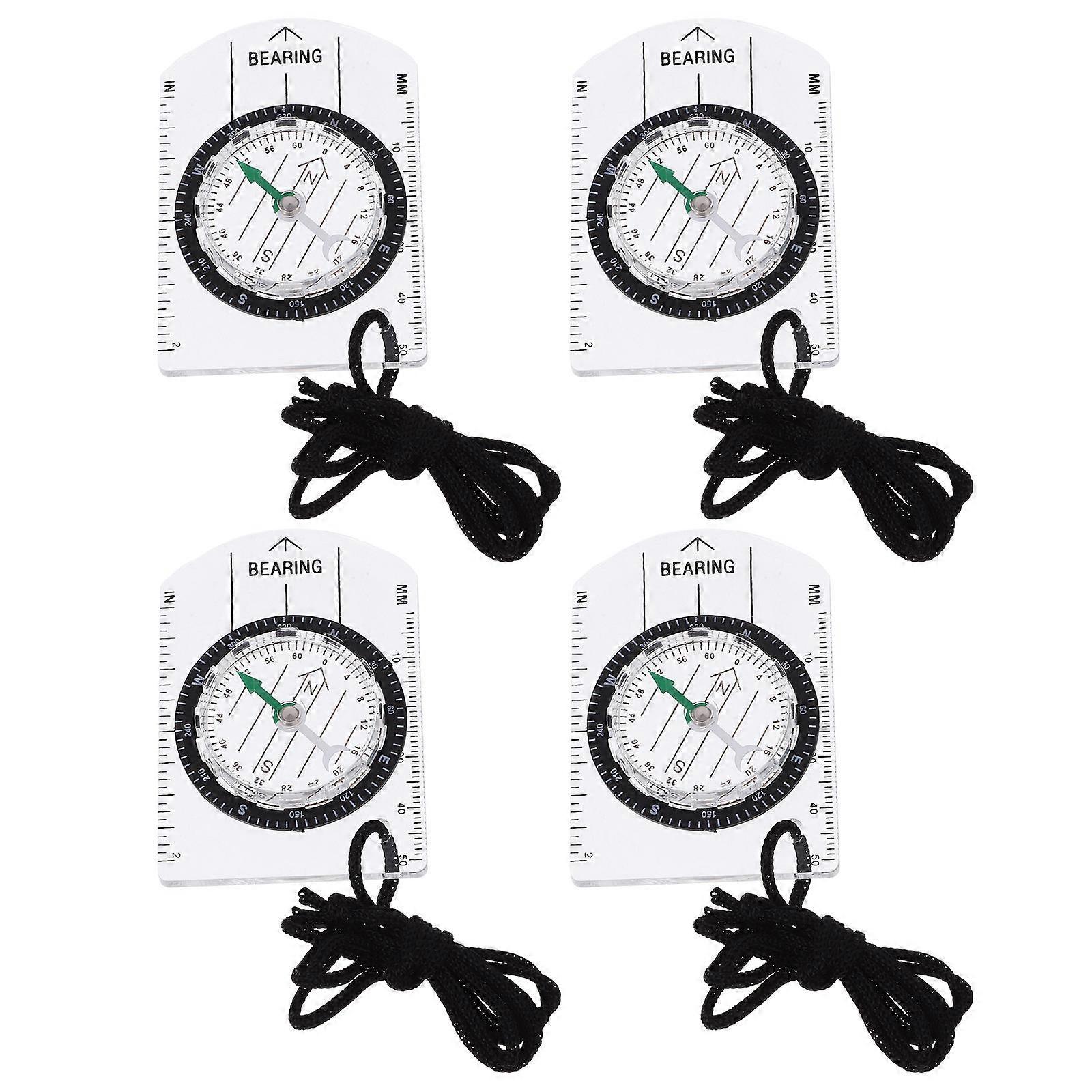 Portable Pocket compass for Outdoor Use Acrylic Material 4 Pieces Set