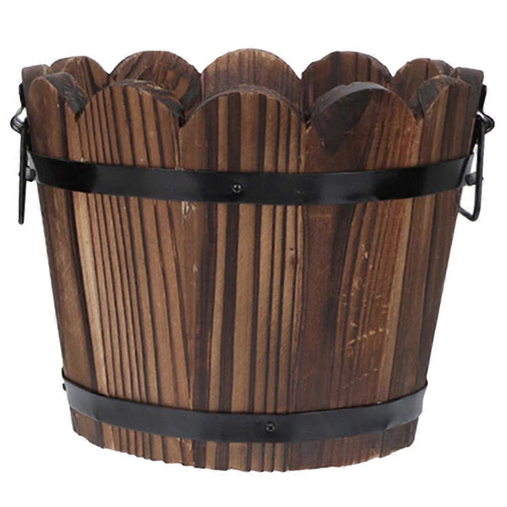 Wooden Planter Pot for Decor Brown Small Planter 7.5 Inches Resistant to Scratch and Impact
