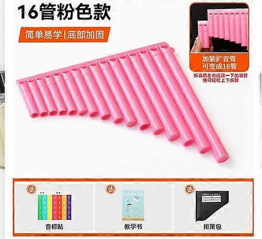 Pan Flute: Professional Pan Pipe Instrument For School Concerts Easy To Learn And Play Chinese Musical Instrument For Beginners Learning Teaching Pink