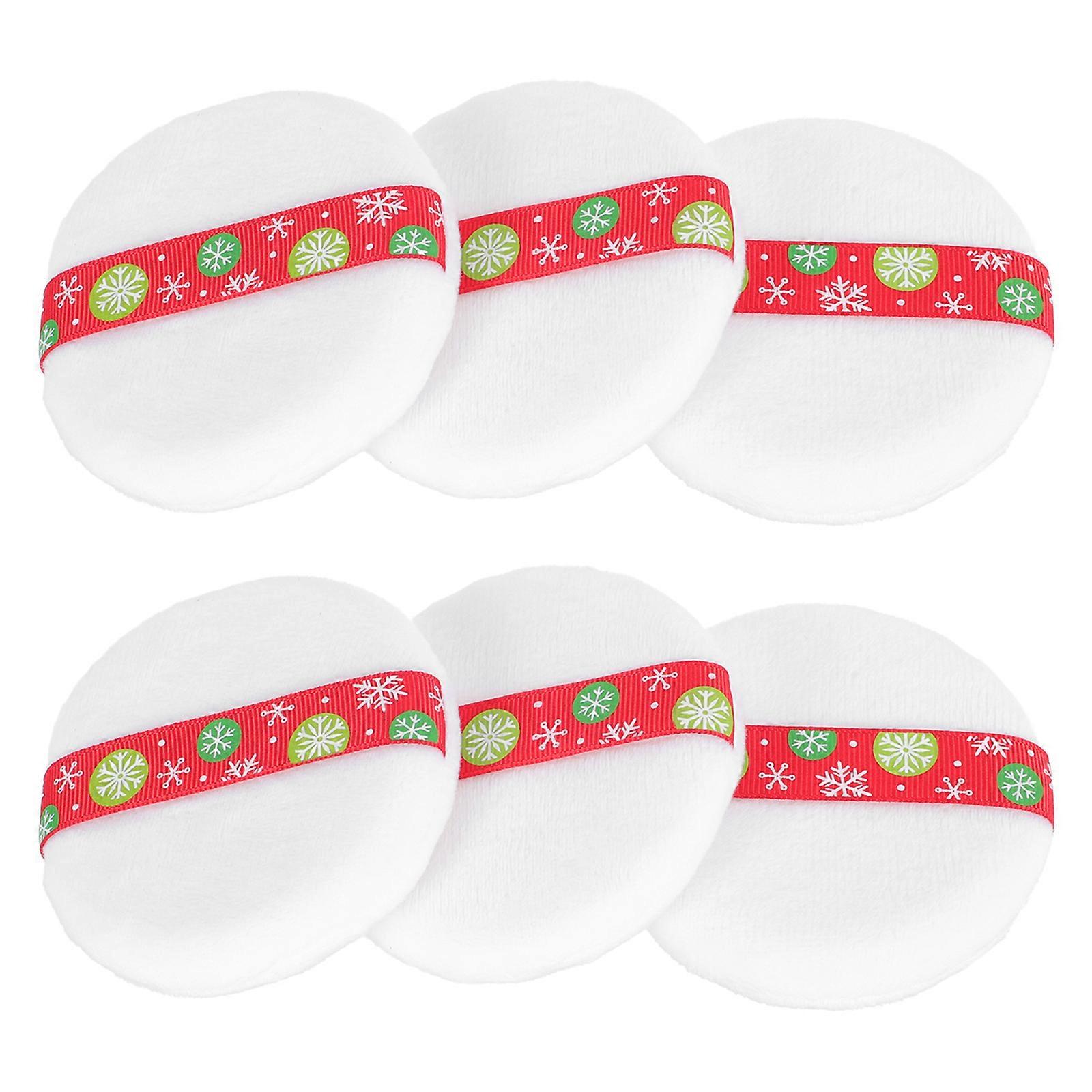 Compact Powder Puff Highlighter Application Supple Powder Puff Design Cushion Christmas .5x8.5cm Short Plush 6Pcs
