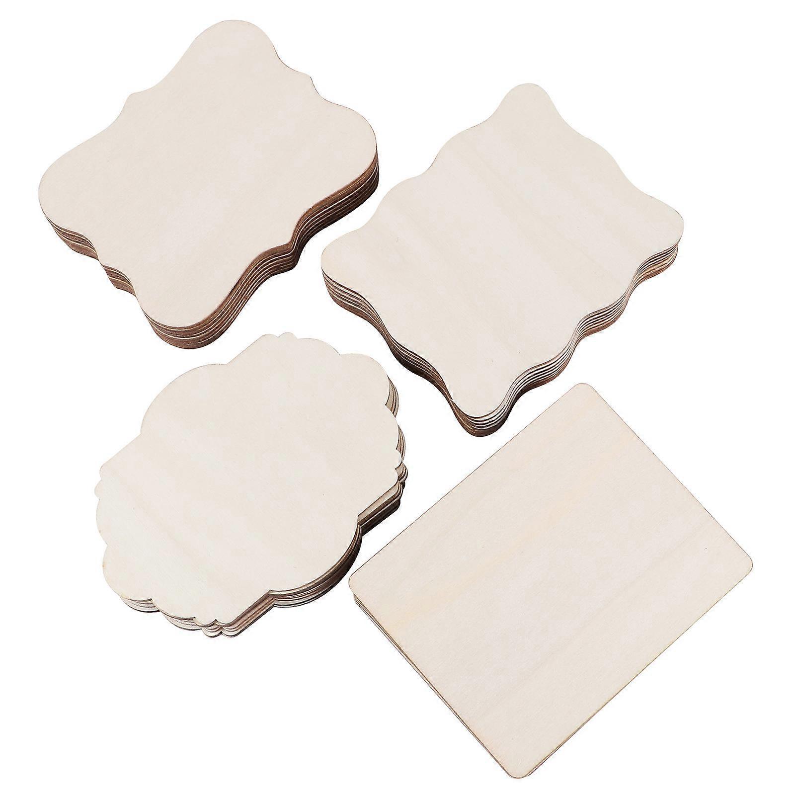 Craft Ornaments Durable Wooden Adornment Creative Party Decoration Beige Irregular Shape Diy Pattern Creation 32Pack