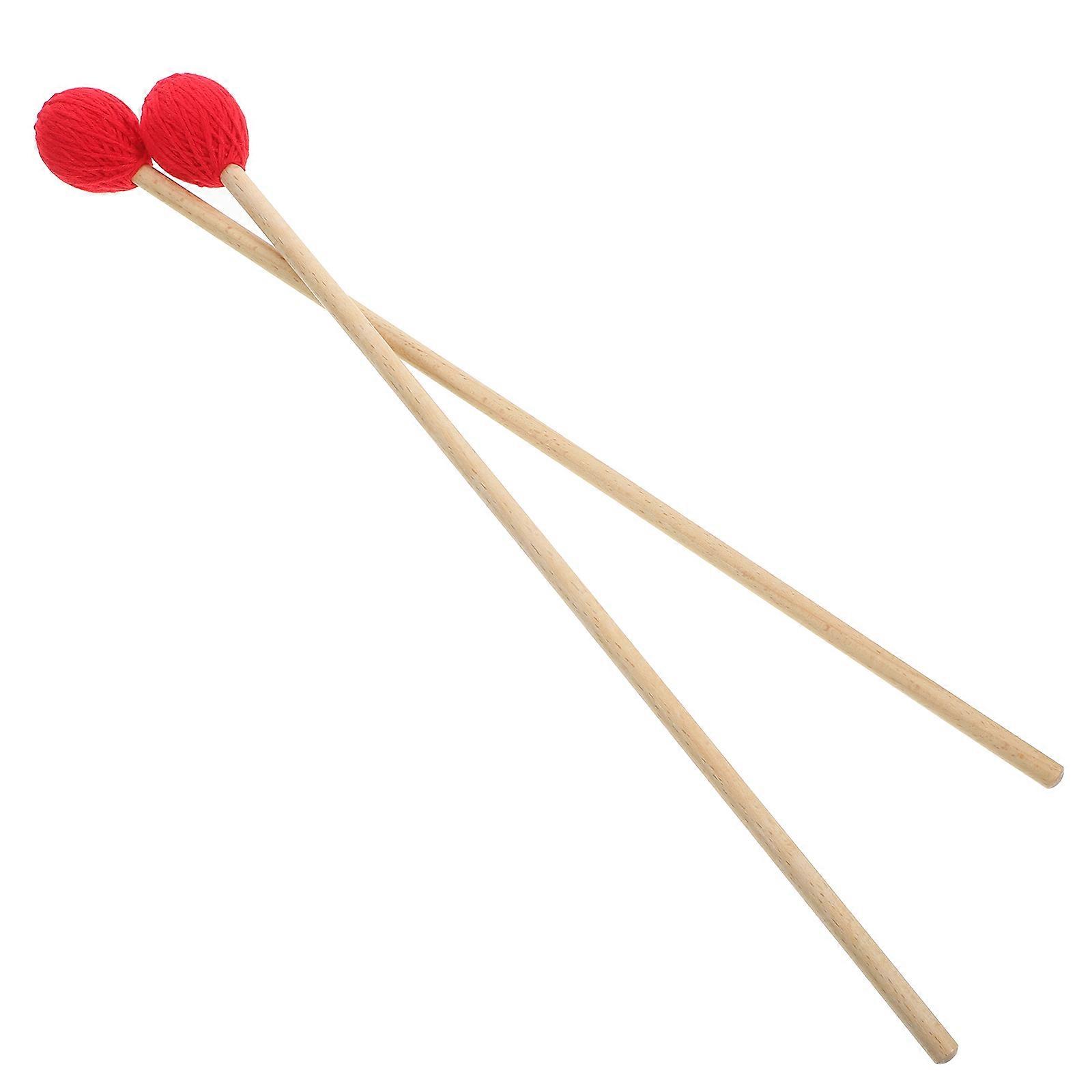 Xylophone Mallets Sticks Marimba Mallet Red Color Cylindrical Handle Durable Construction 1Pair