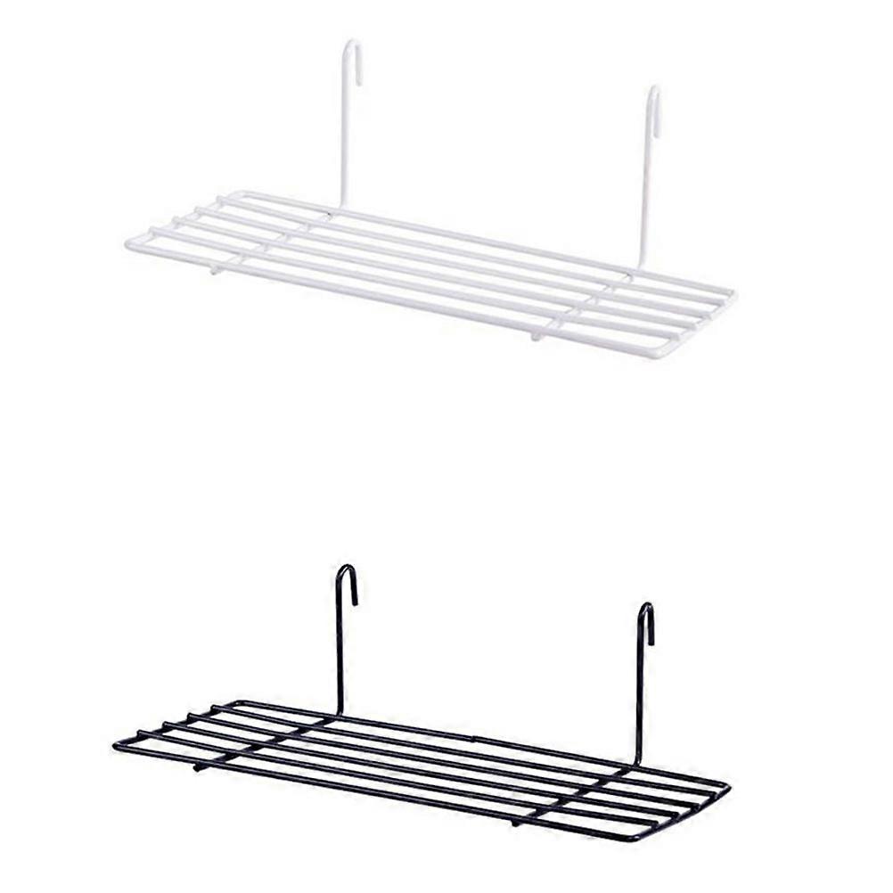 Black Iron Wire Shelf with Hooks for Wall Mount Decoration Creates Extra Storage Space Under Shelf