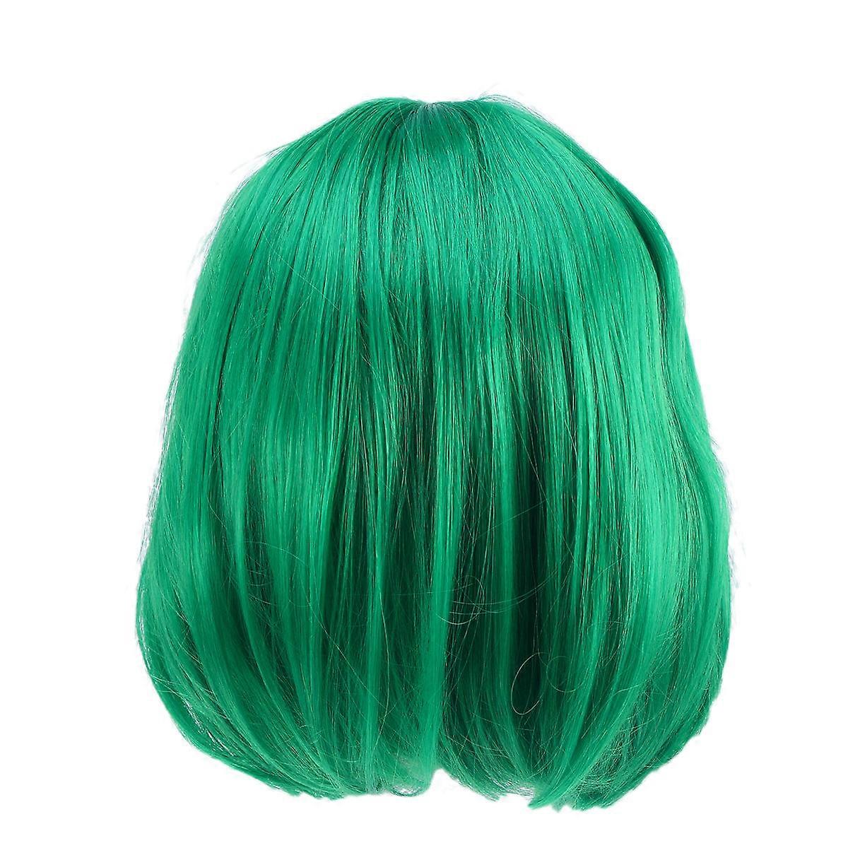 Women's Short Straight Synthetic Bob Wig High Temperature Fiber 1 Piece Green