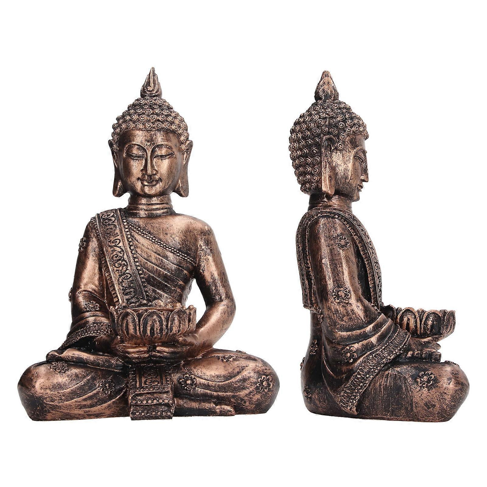 Buddha Statue Copper Color Durable Resin Multi Purpose Stable Proper Size Buddha Candle Holder for Meditation Decoration 