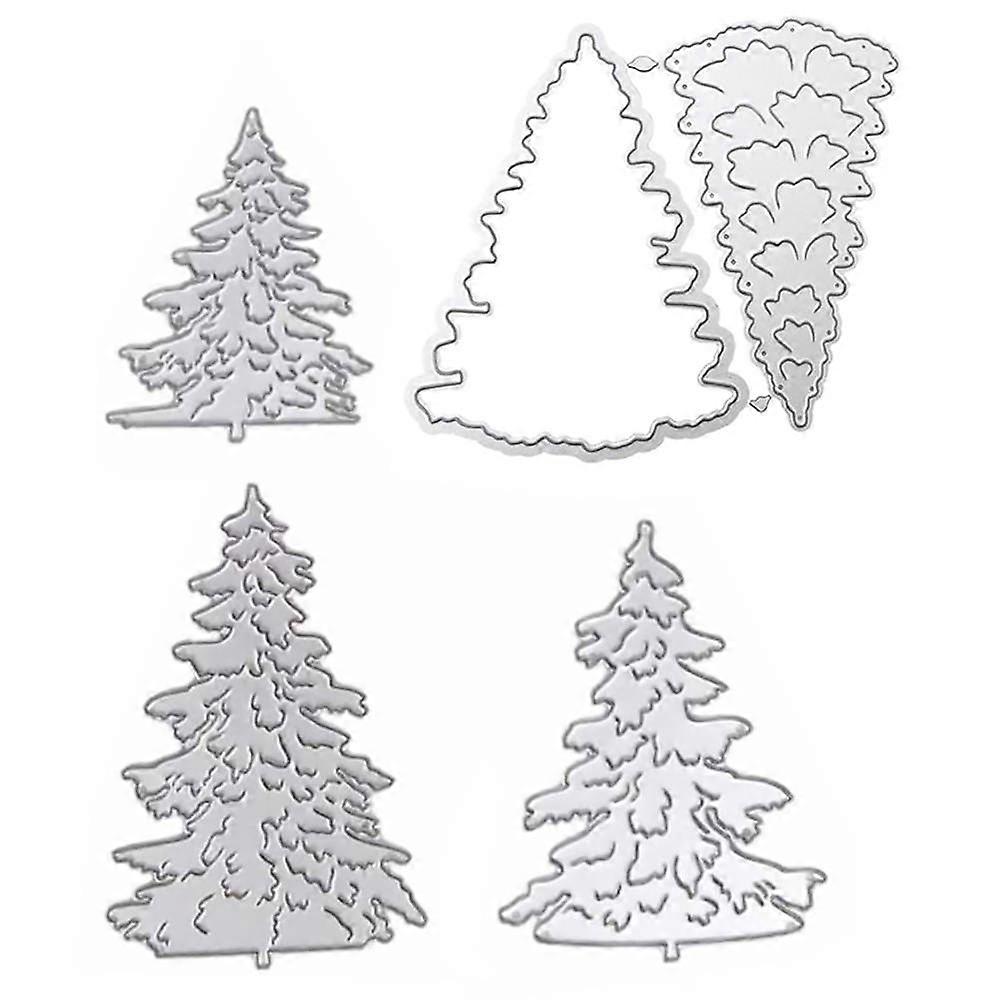 Unique Christmas Tree Cutting Dies For Memory Keeping And Scrapbooking Silver Color 5Pcs